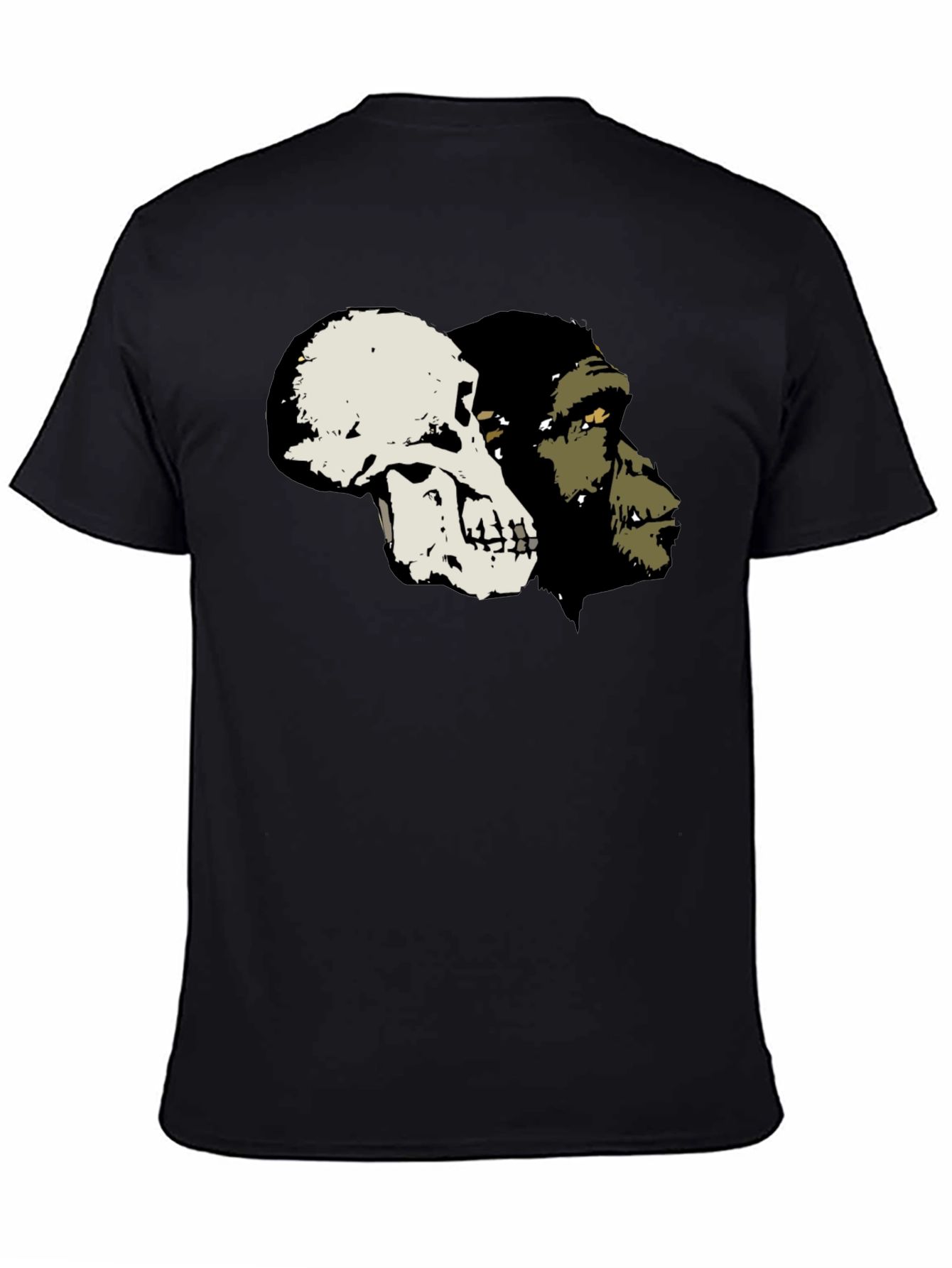 Black Primate Evolution Graphic Tee - Skull & Ape view 4