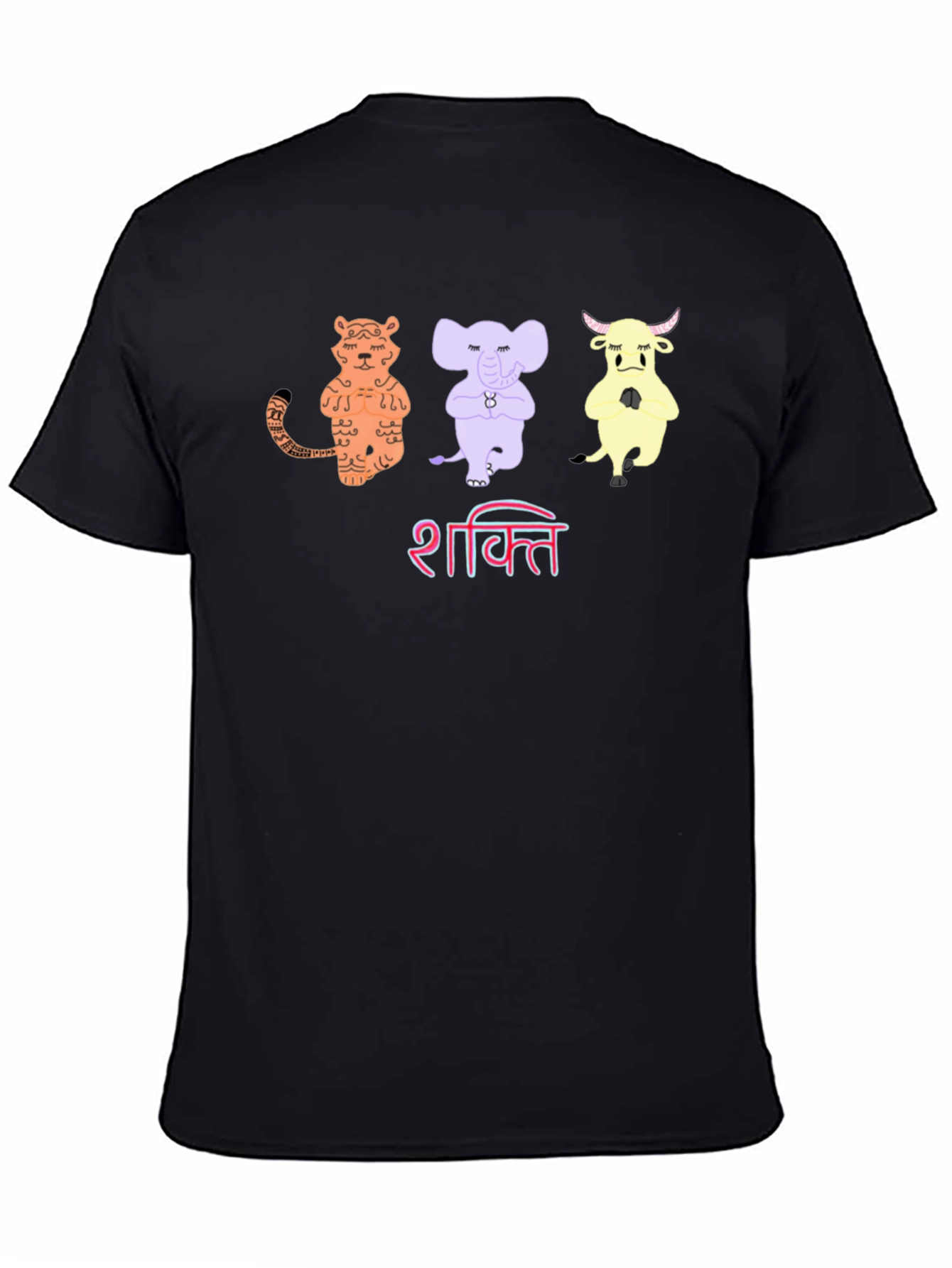 Black Shakti Yoga Animal T-Shirt - Mens Black Tee view 4