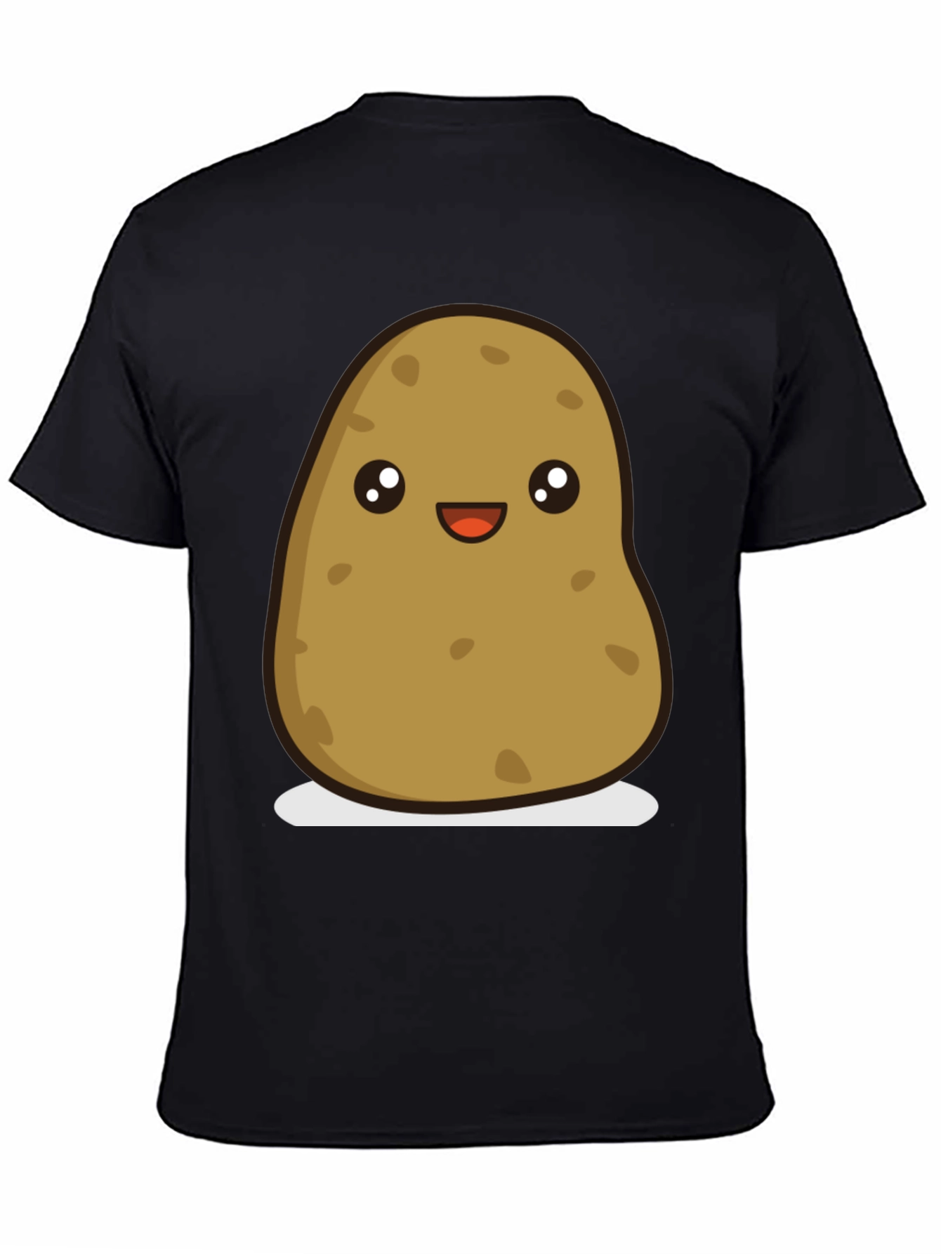 Black Cute Potato Graphic Tee - Unisex Black T-Shirt view 4