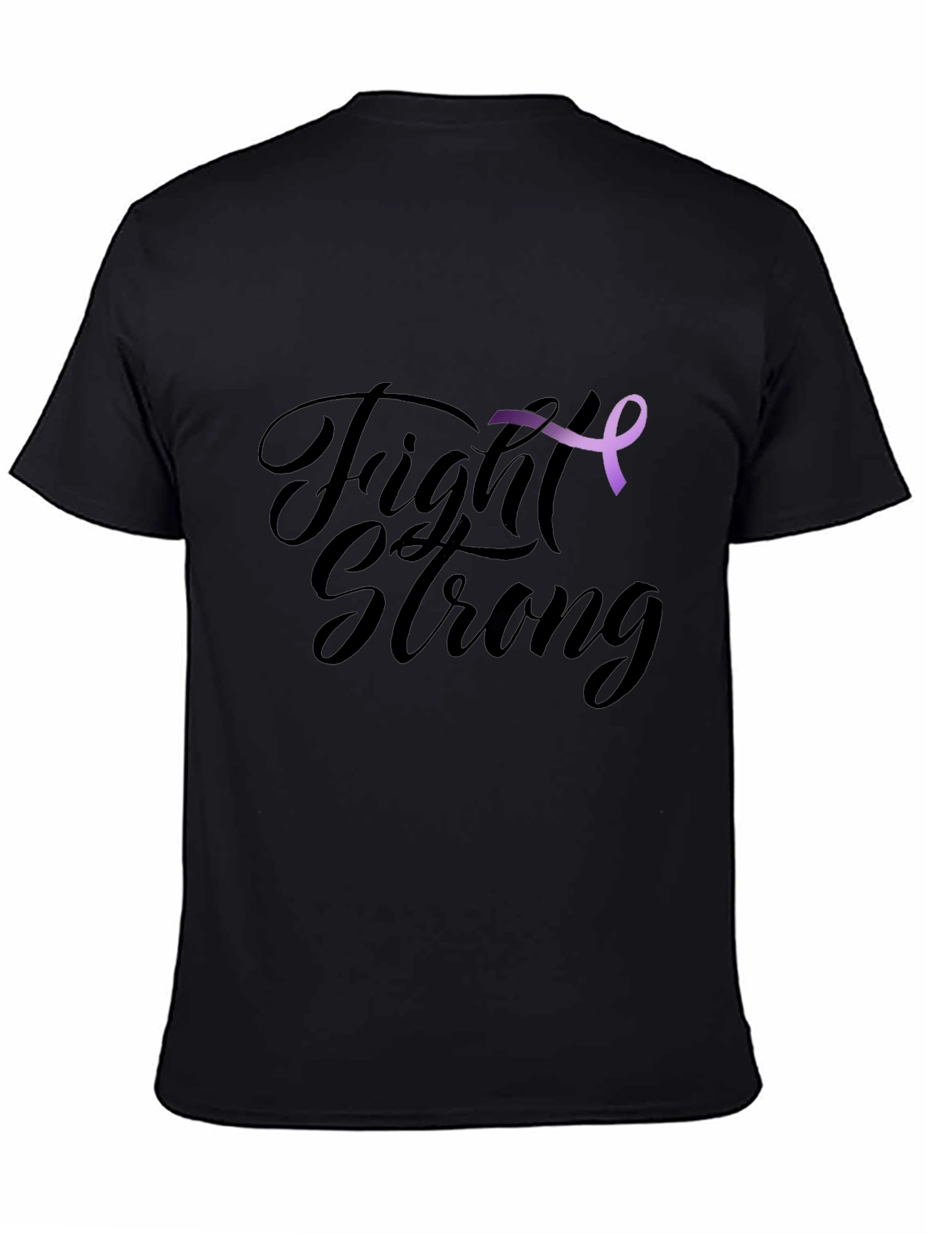 Black Fight Strong T-Shirt -  Purple Ribbon Design view 4