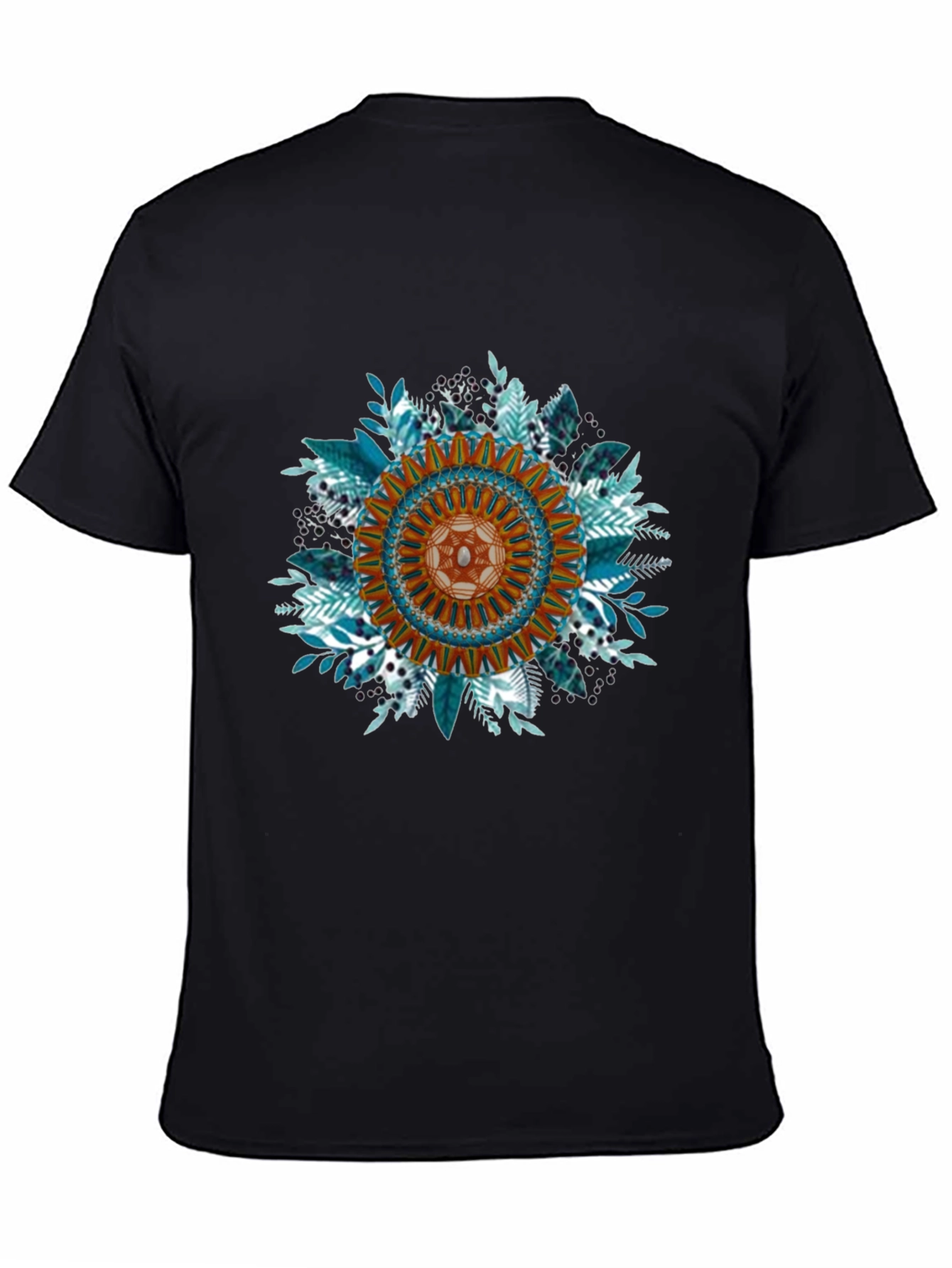 Black Floral Mandala Graphic Tee - Black view 4
