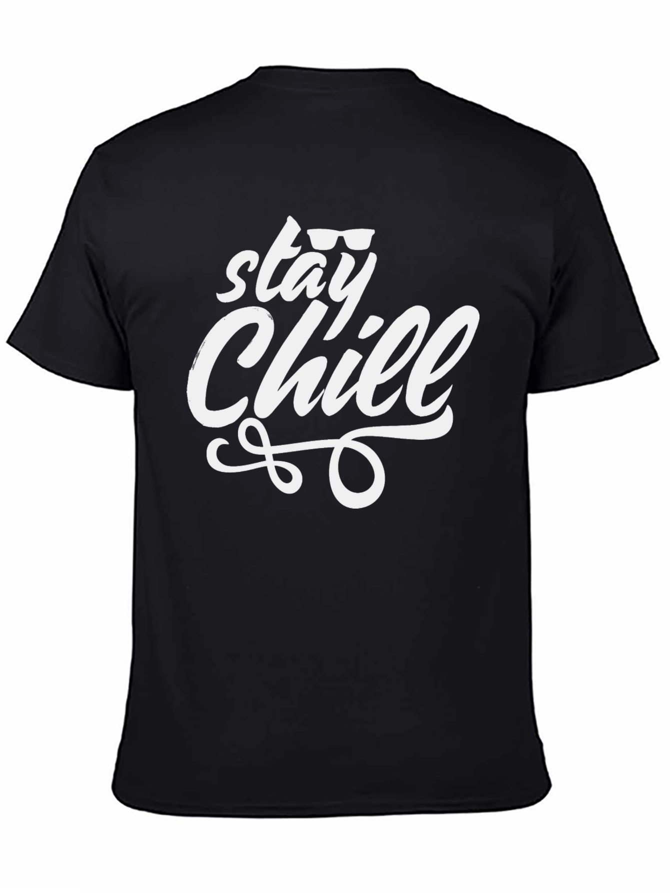 Black Stay Chill Graphic Tee - Black Cotton T-Shirt view 4