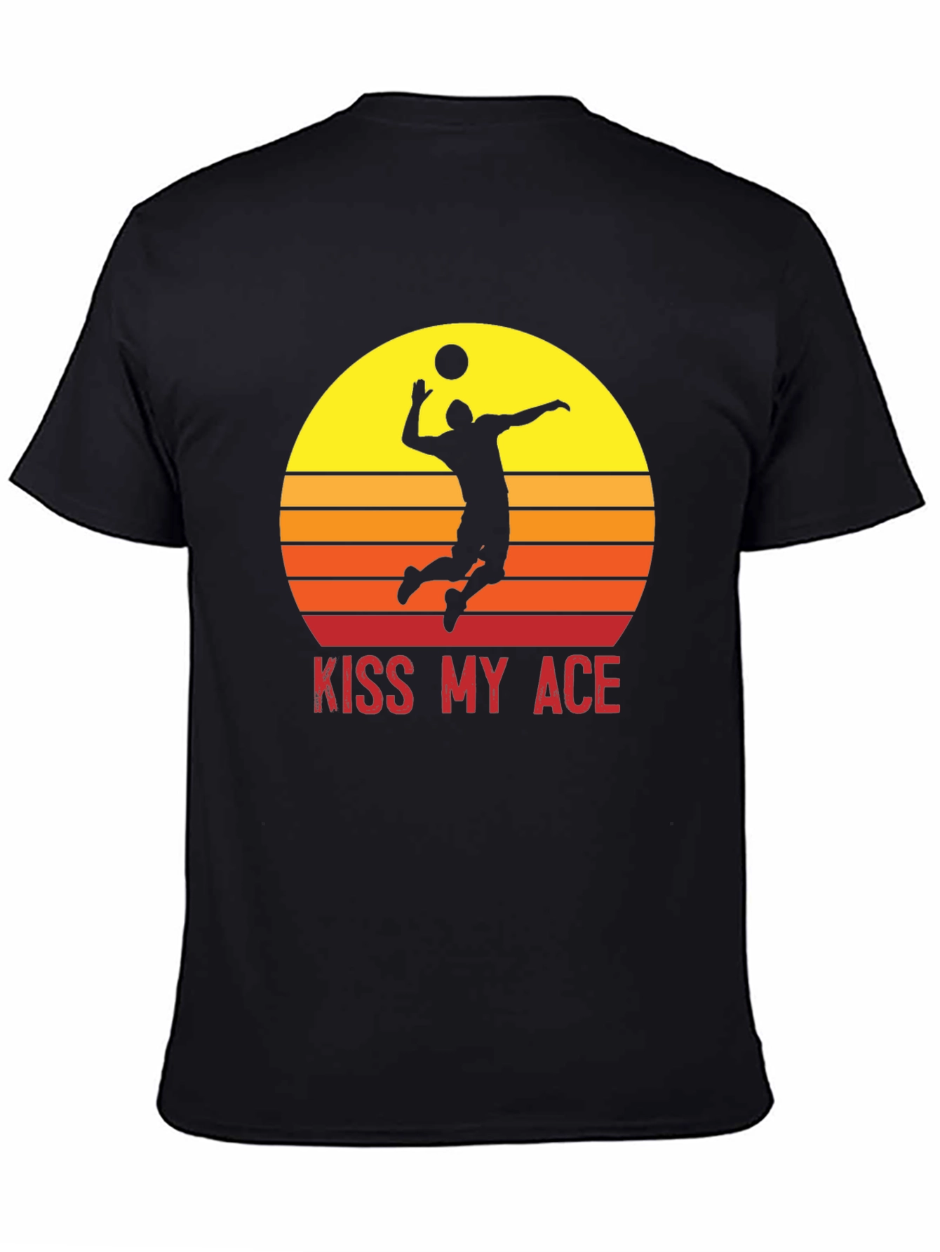 Black Kiss My Ace Volleyball T-Shirt Sunset Design view 4