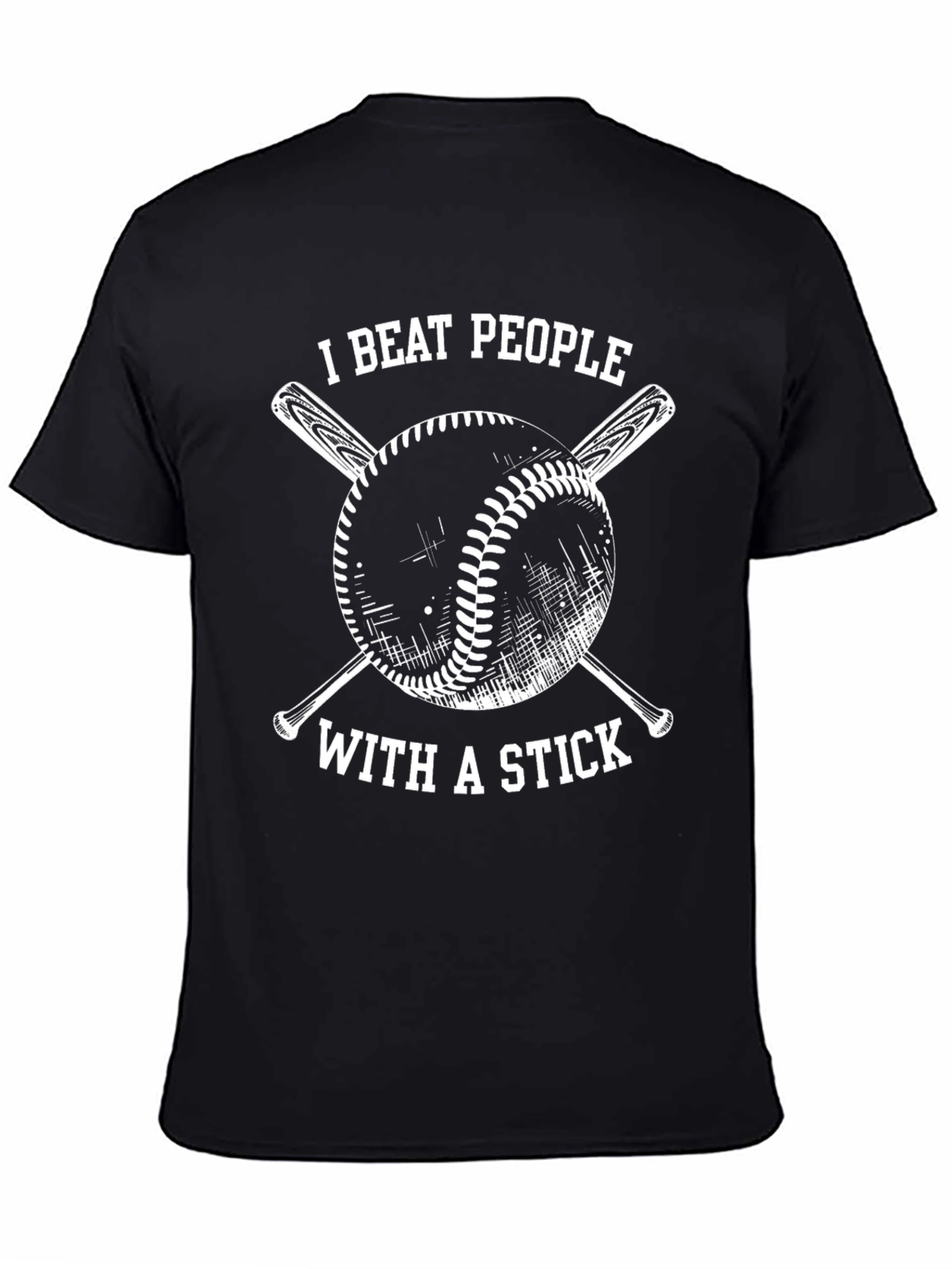 Black I Beat People With a Stick T-Shirt view 4