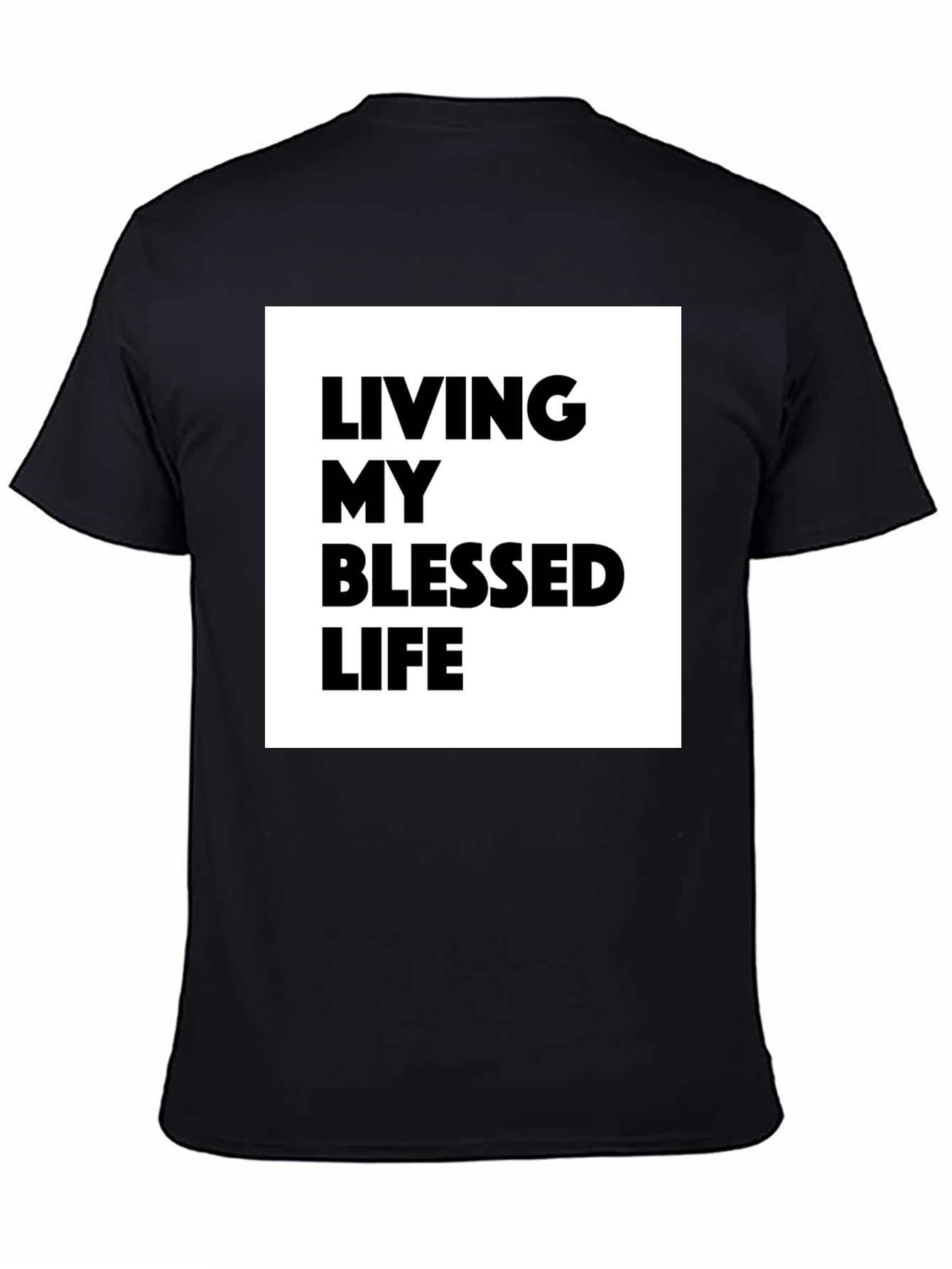 Black Blessed Life Graphic Tee - Black Cotton T-Shirt view 4