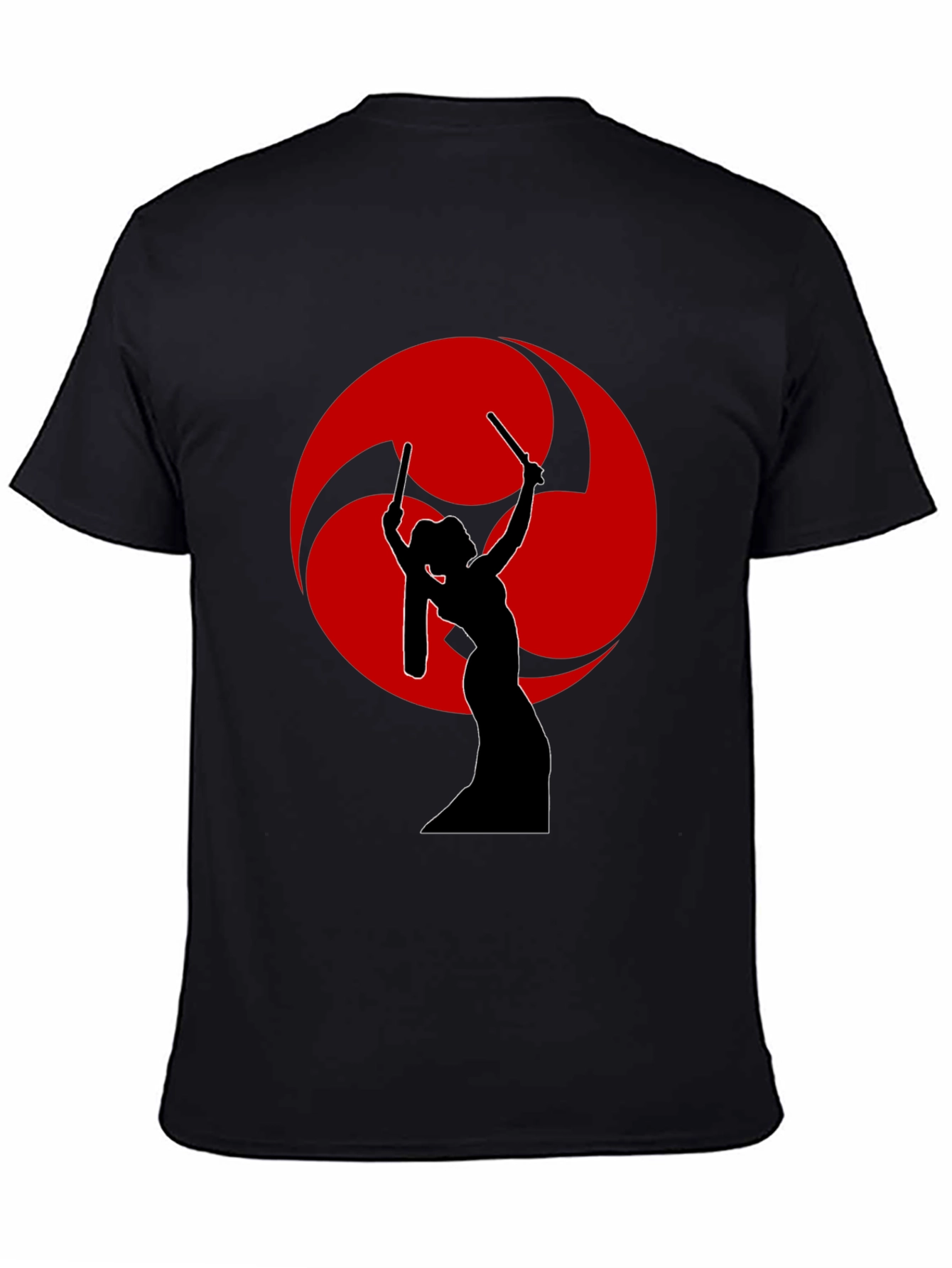 Black Drummer Silhouette T-Shirt - Red Tomoe view 4