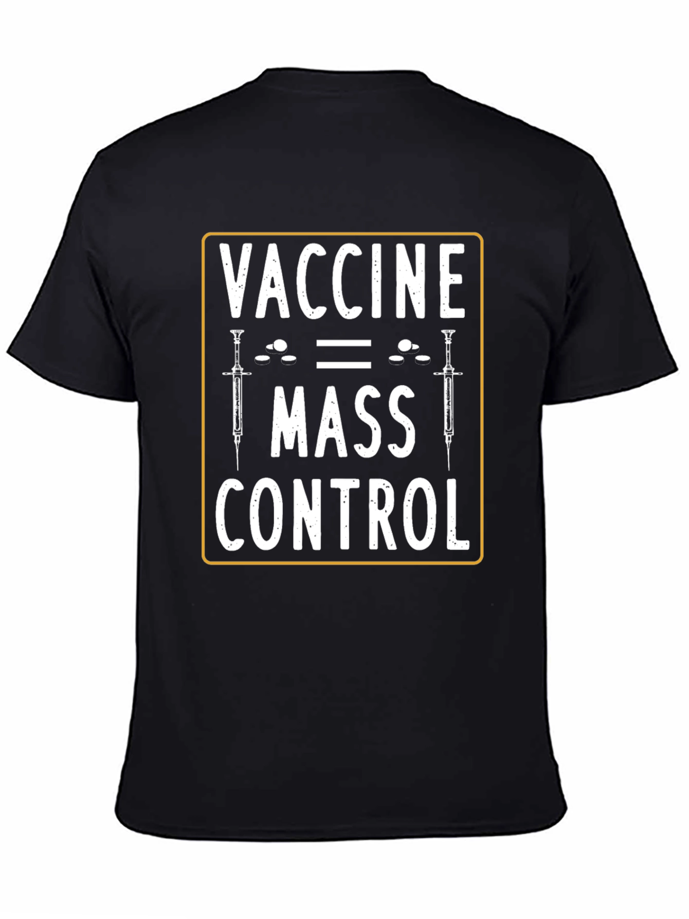 Black Vaccine Mass Control Graphic Tee - Conspiracy Humor view 4
