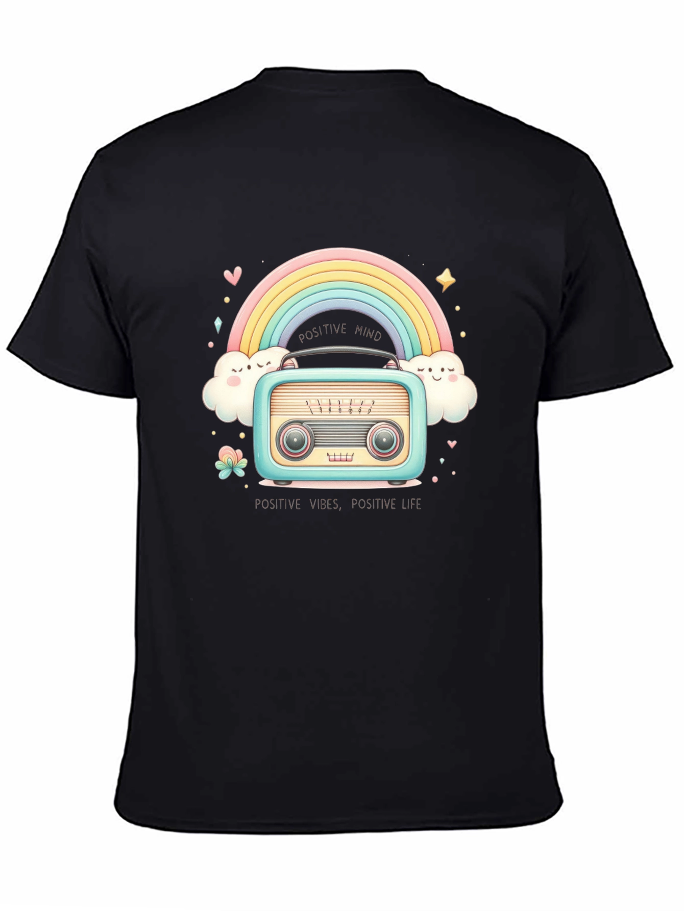Black Positive Vibes Radio T-Shirt view 4