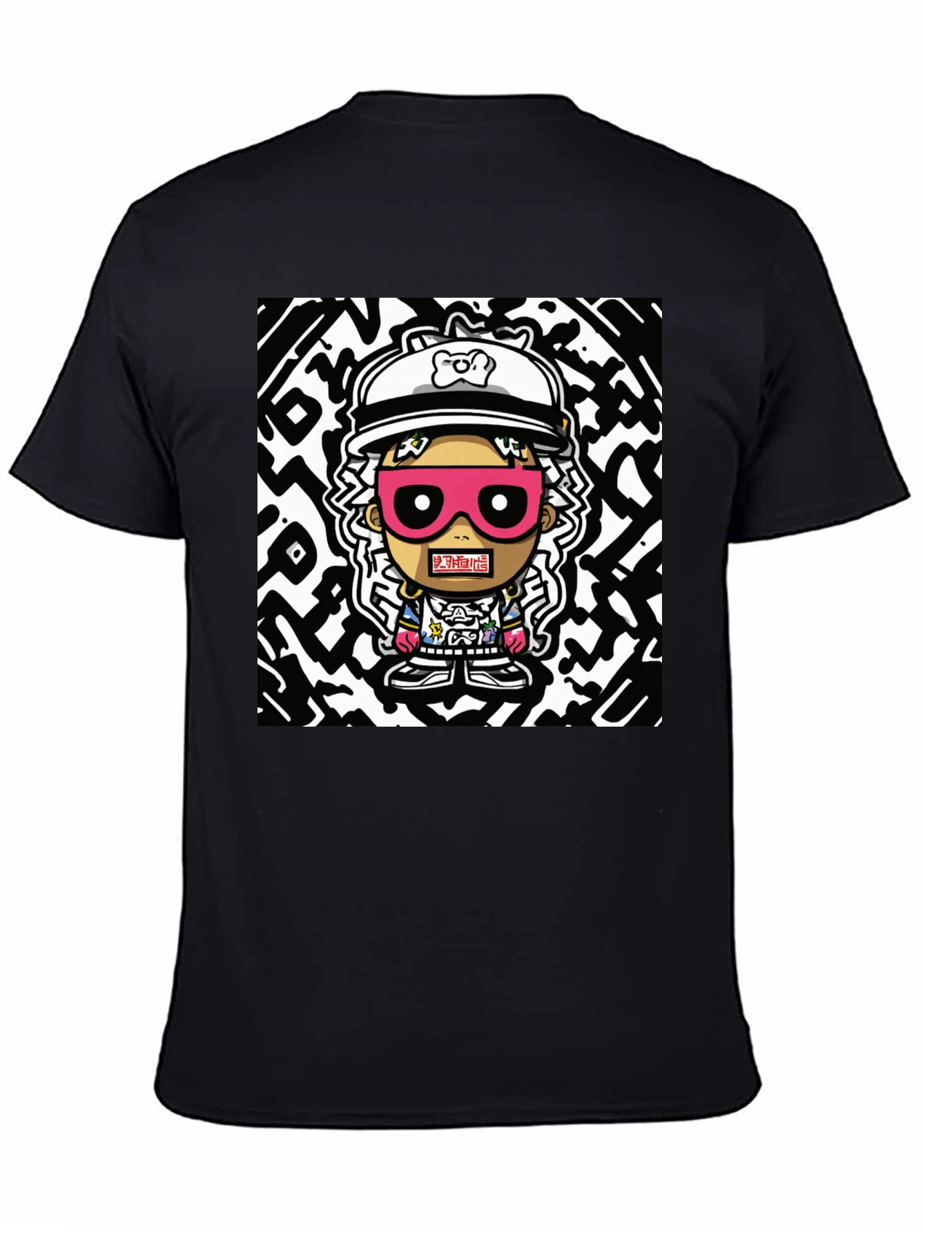 Black Cartoon Graphic Print T-Shirt view 4