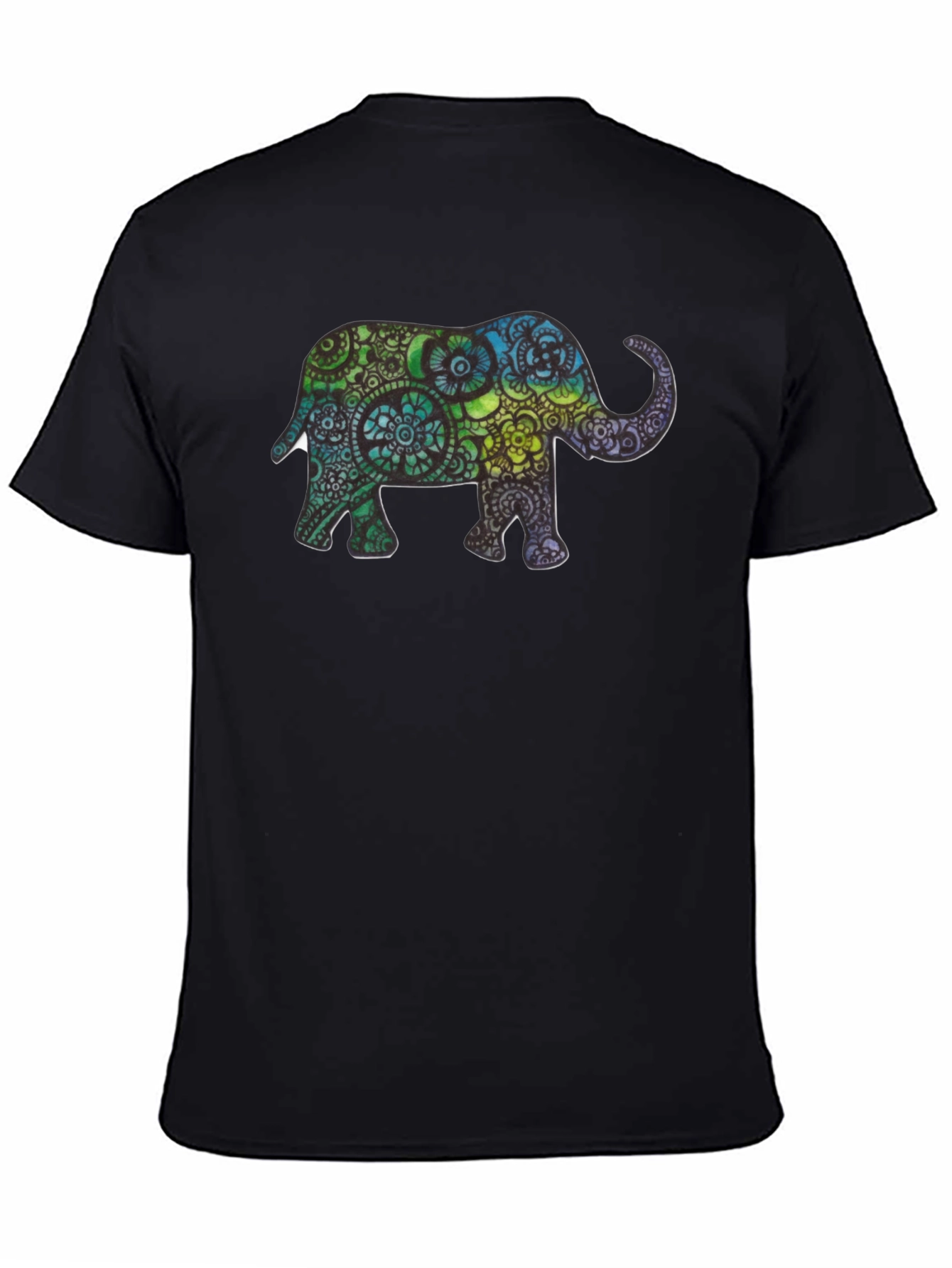 Black Elephant Mandala T-Shirt - Unique Graphic Tee view 4