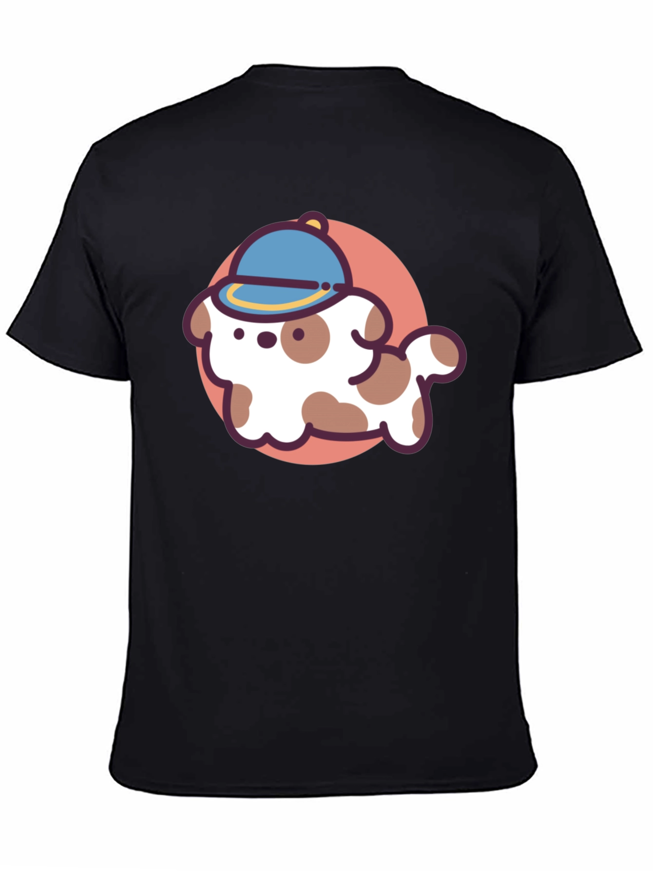 Black Cartoon Dog T-Shirt - Black Cotton Blend view 4