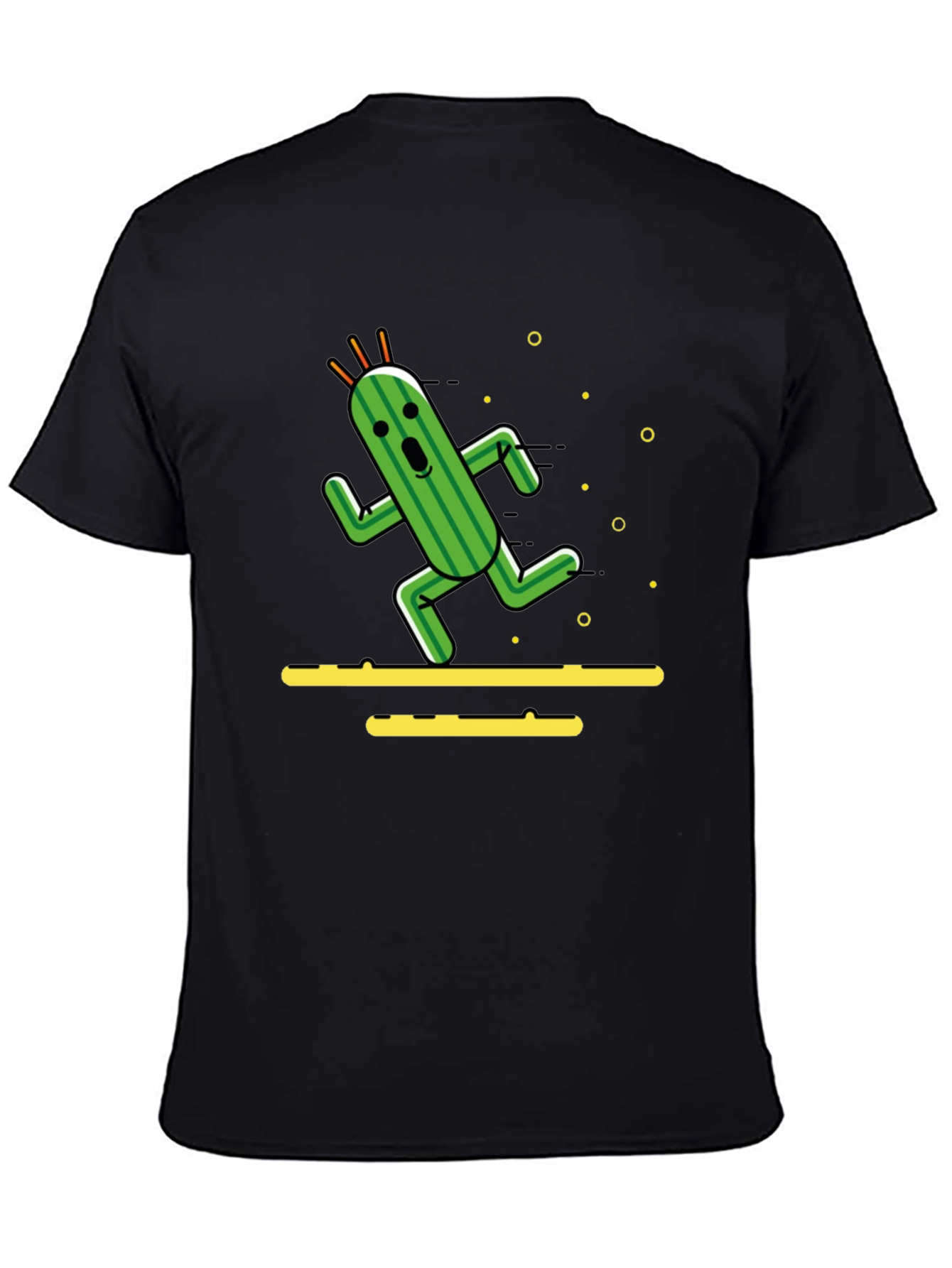Black Running Cactus T-Shirt - Funny Graphic Tee view 4