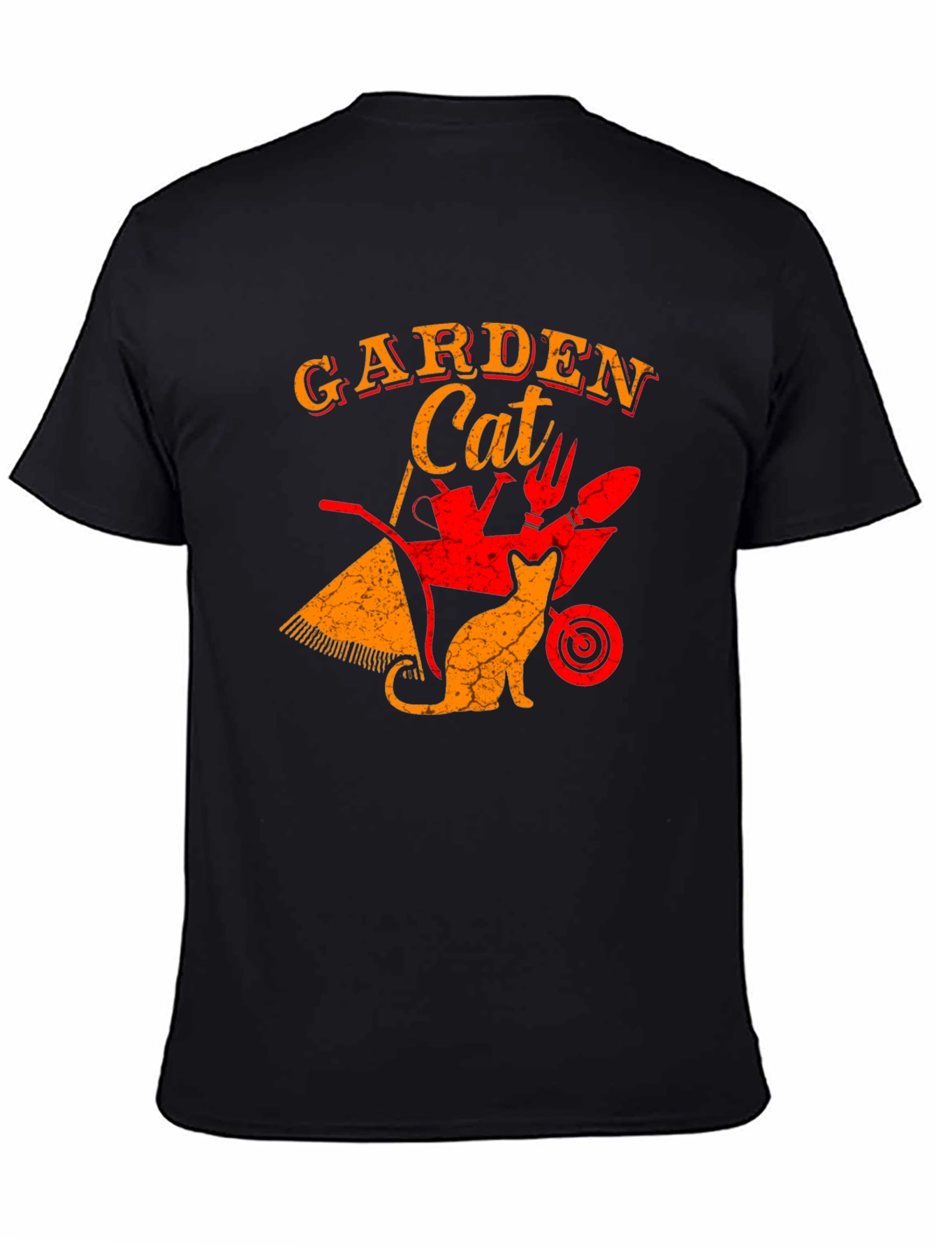 Black Garden Cat Graphic Tee - Gardening Lover T-Shirt view 4