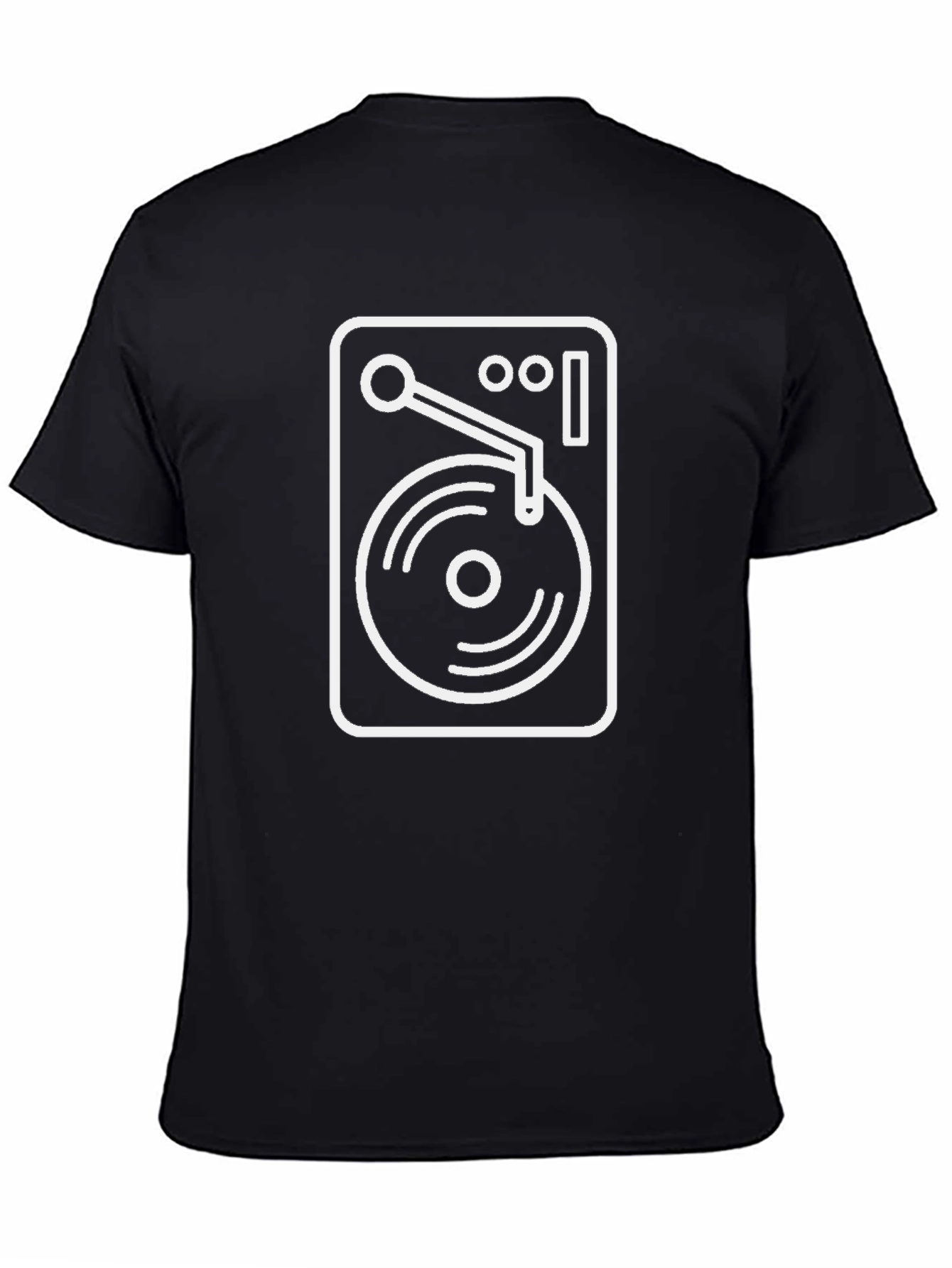 Black DJ Turntable Graphic Tee - Black Cotton Blend T-Shirt view 4