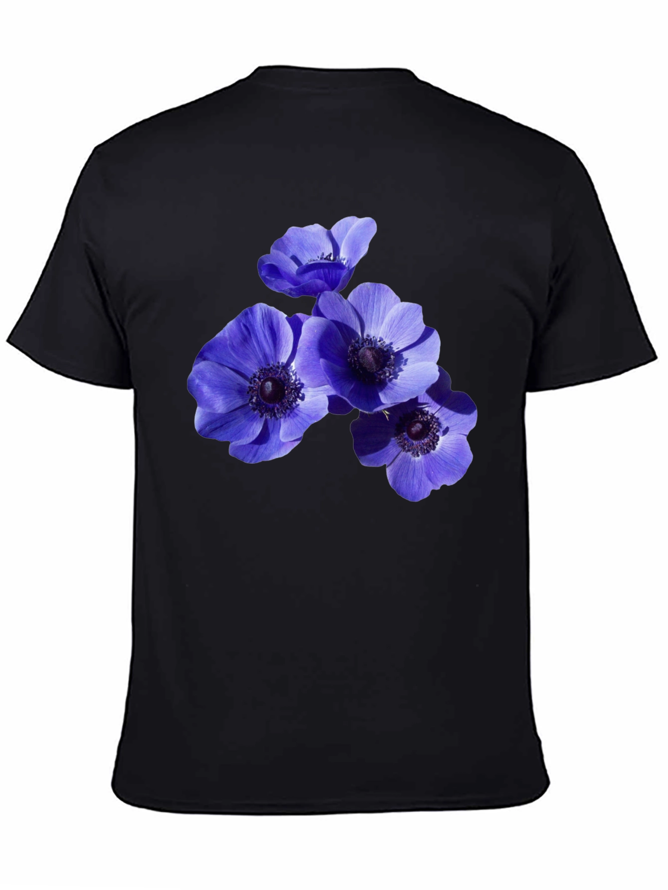 Black Floral Anemone Graphic Black T-Shirt view 4