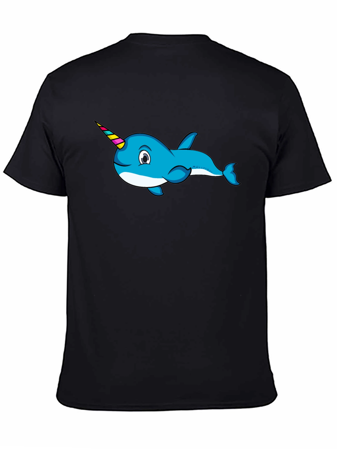 Black Narwhal T-Shirt - Fun Graphic Tee view 4