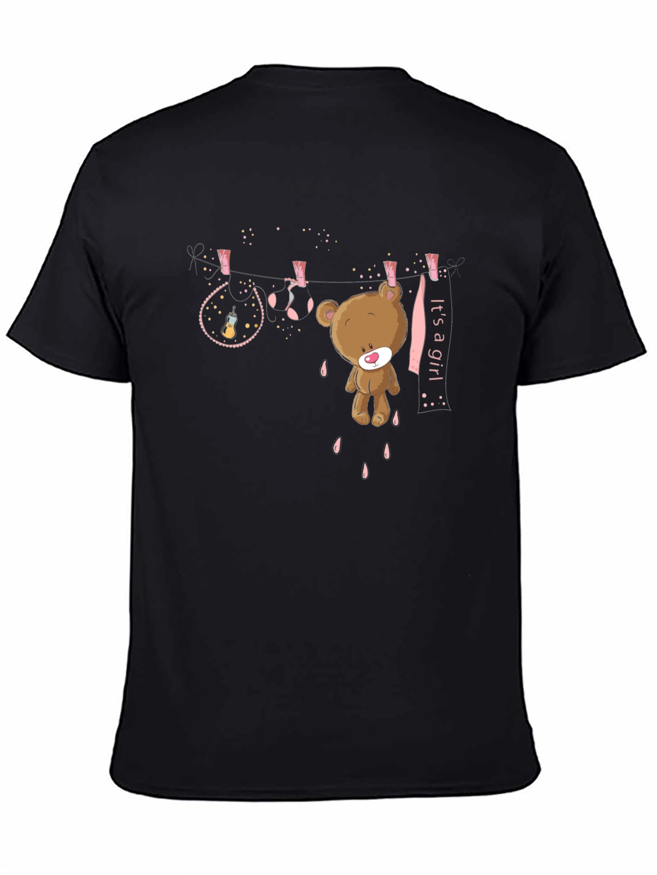 Black It's A Girl Teddy Bear Graphic T-Shirt view 4