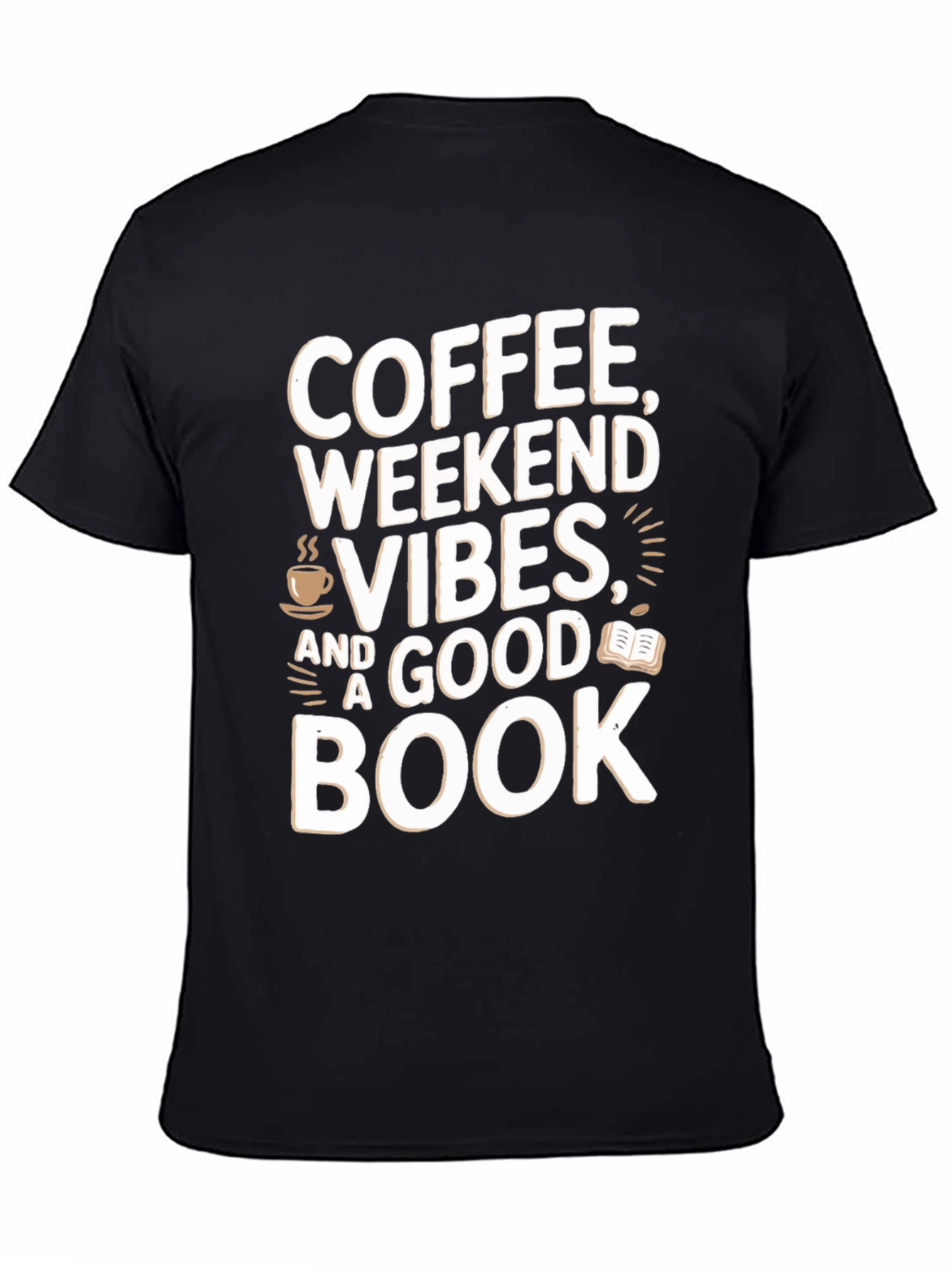 Black Coffee Weekend Vibes Book T-Shirt view 4