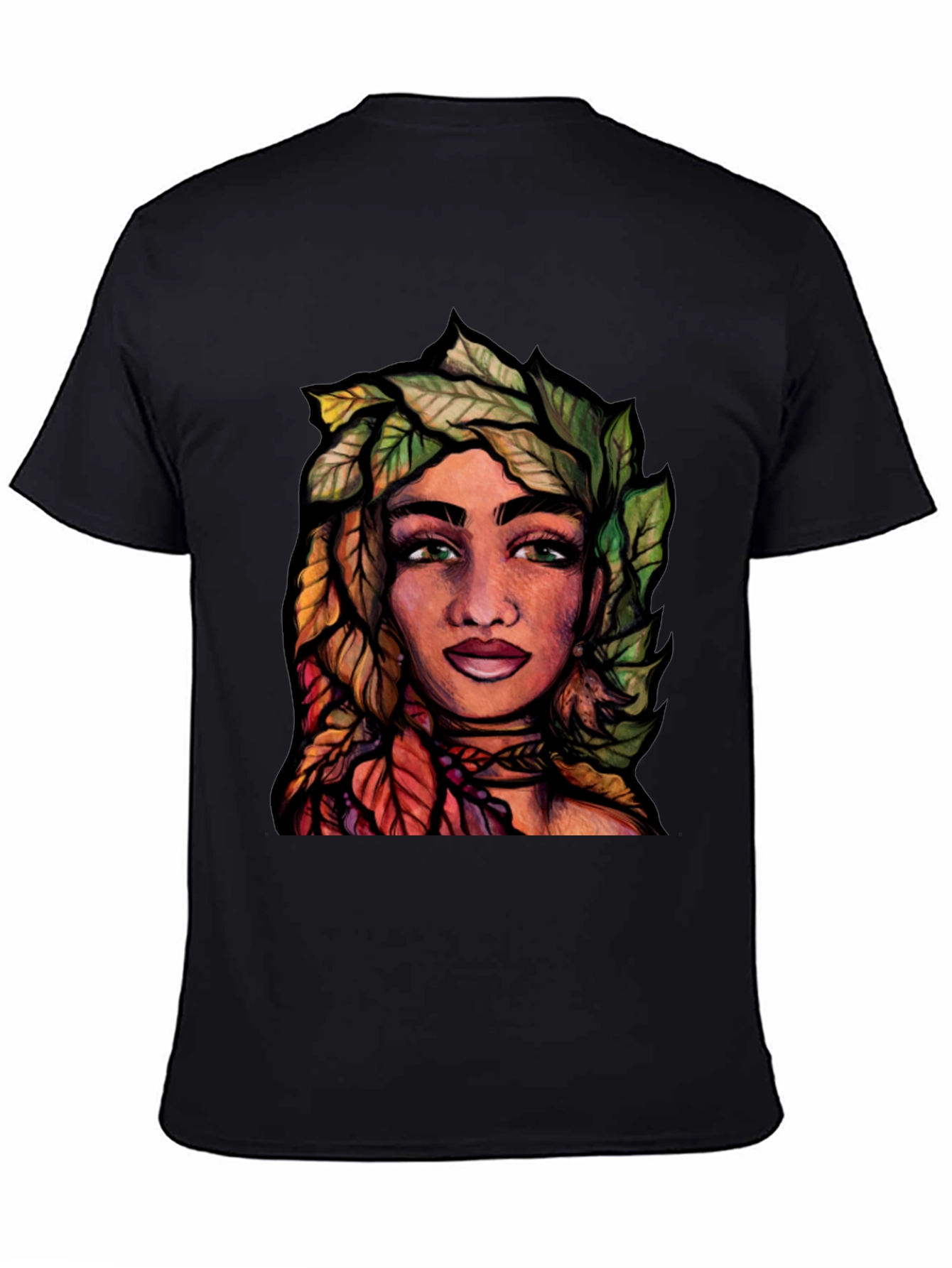 Black Nature Portrait Graphic T-Shirt view 4