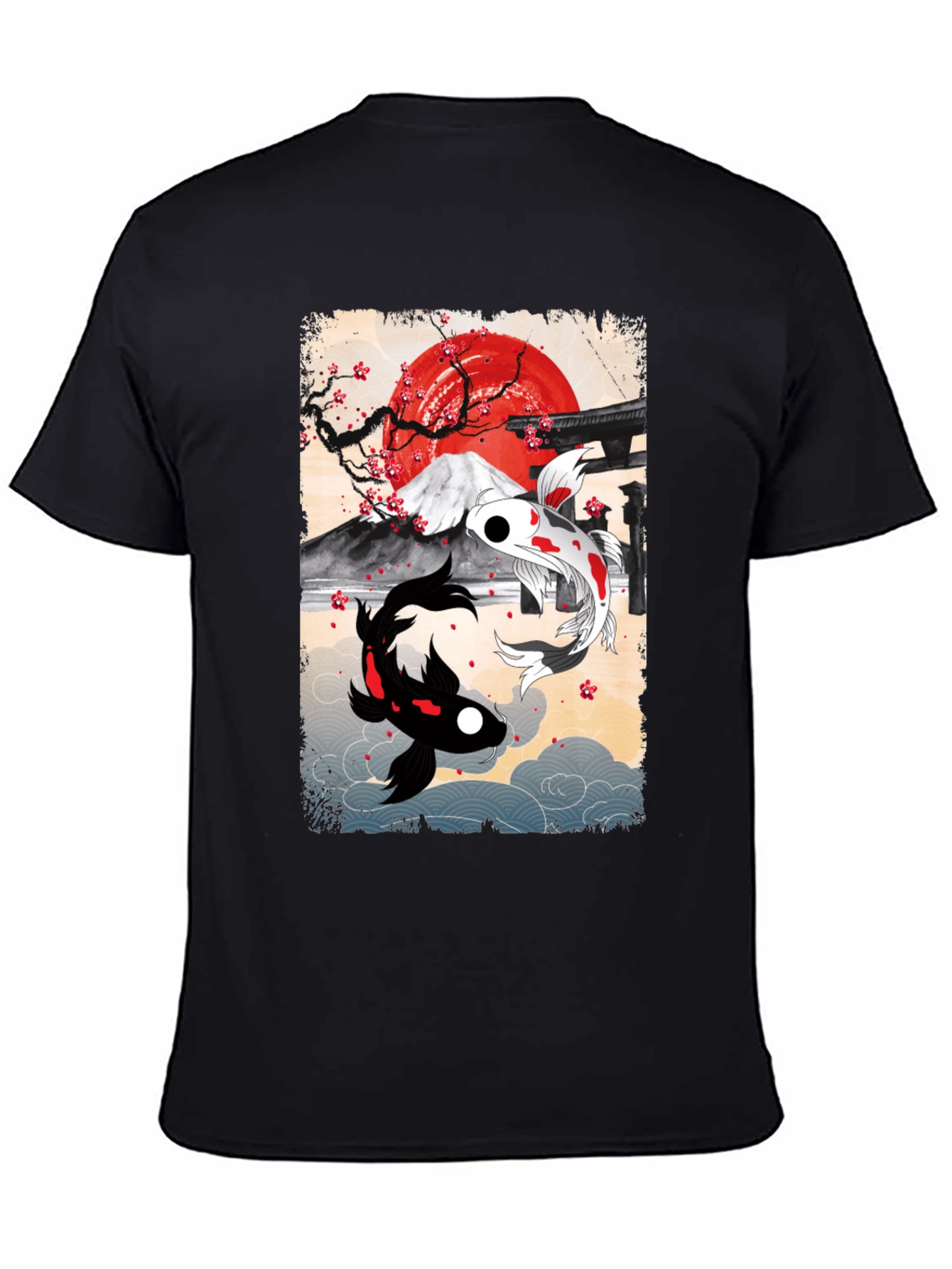 Black Koi Fish T-Shirt - Japanese Art Style view 4