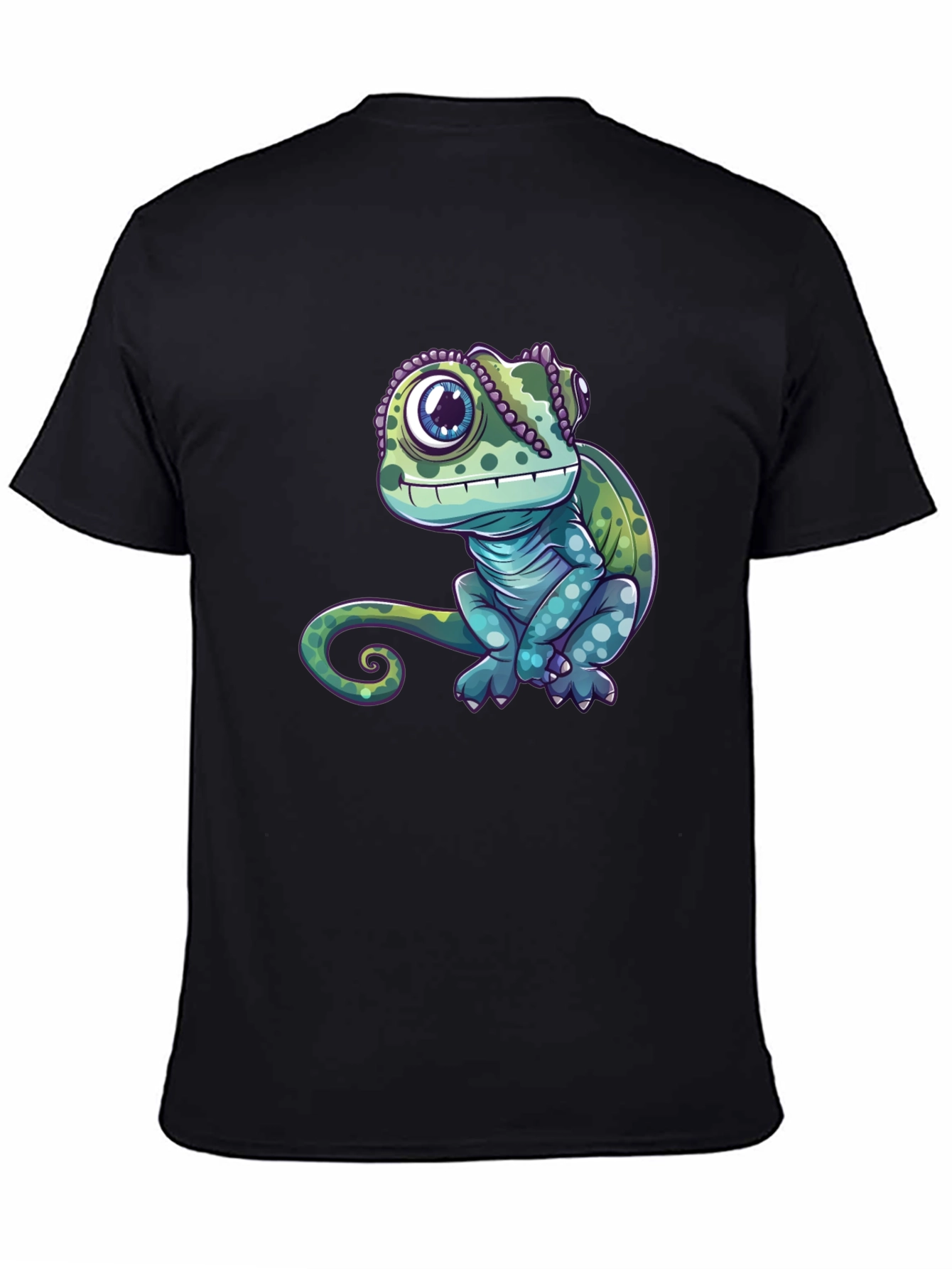 Black Chameleon Graphic Tee - Cute Reptile Design view 4