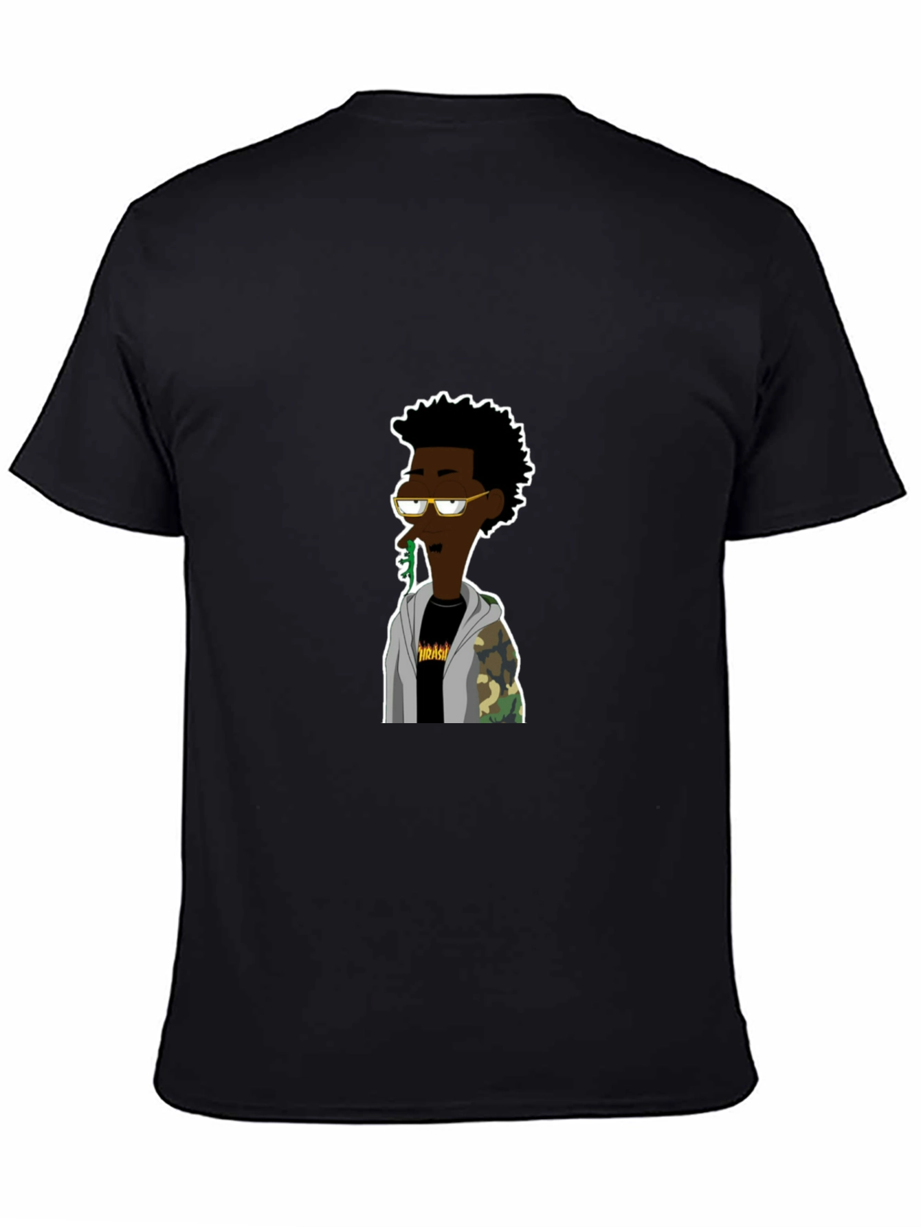 Black Cartoon Character Graphic Black T-Shirt view 4