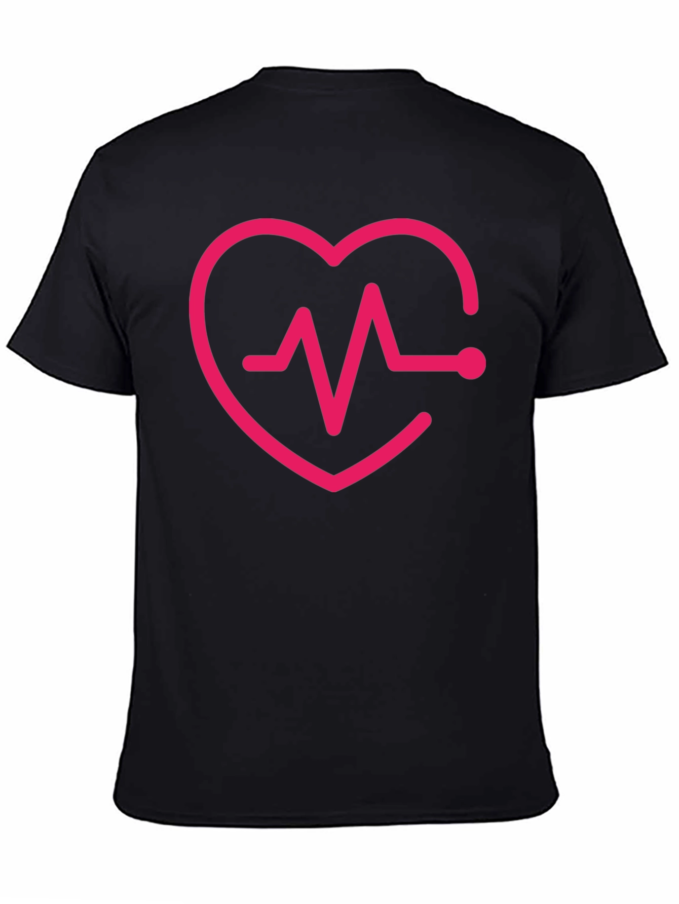 Black Heartbeat Heart Love Graphic T-Shirt view 4