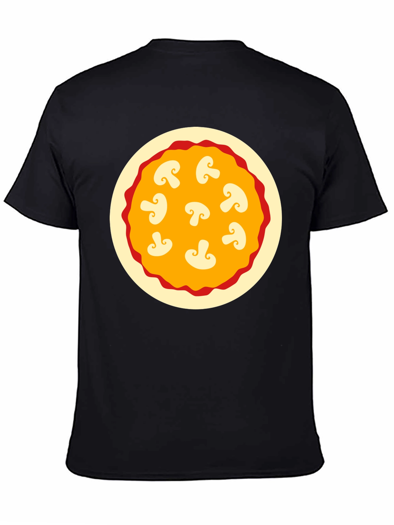Black Mushroom Pizza Graphic Tee - Black Cotton T-Shirt view 4