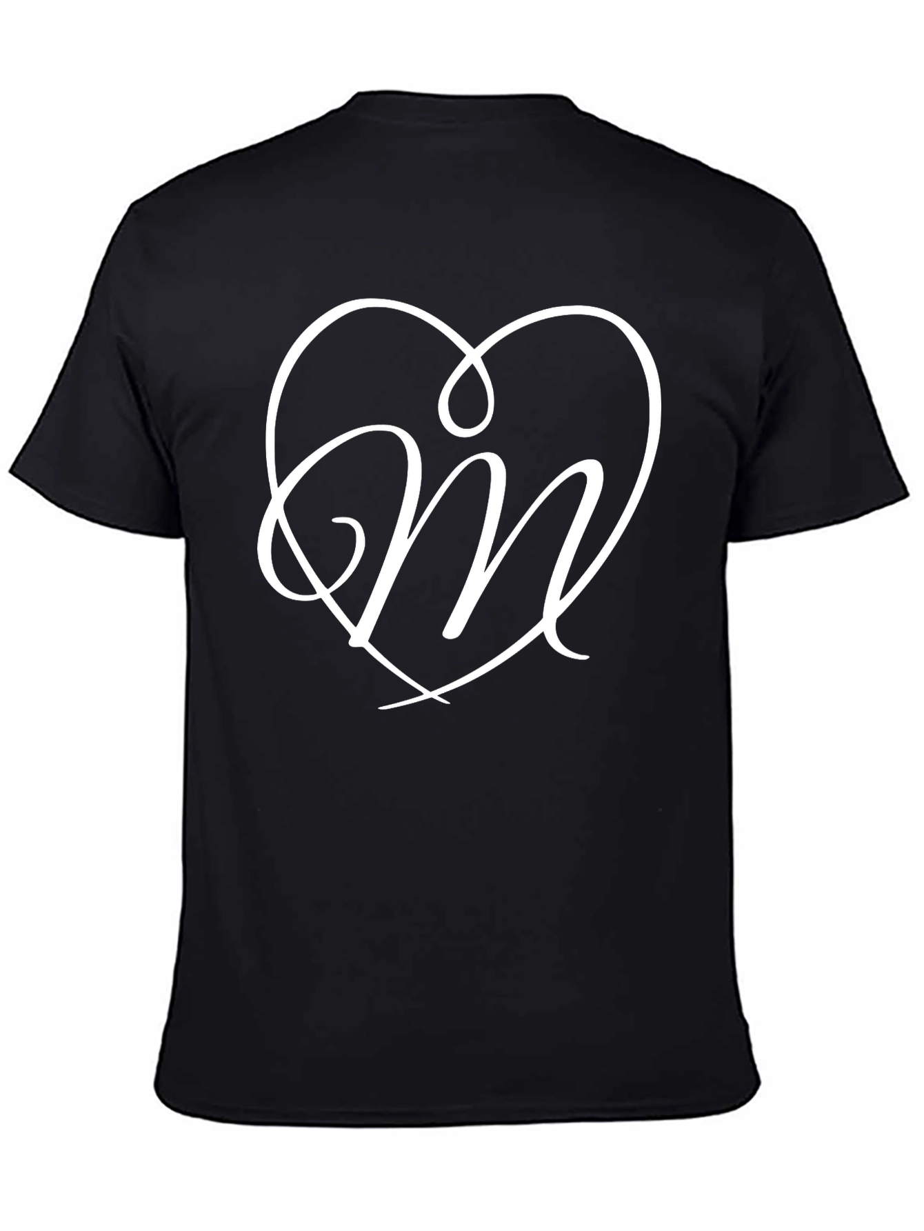 Black Heart Initial 'M' Graphic Black T-Shirt view 4