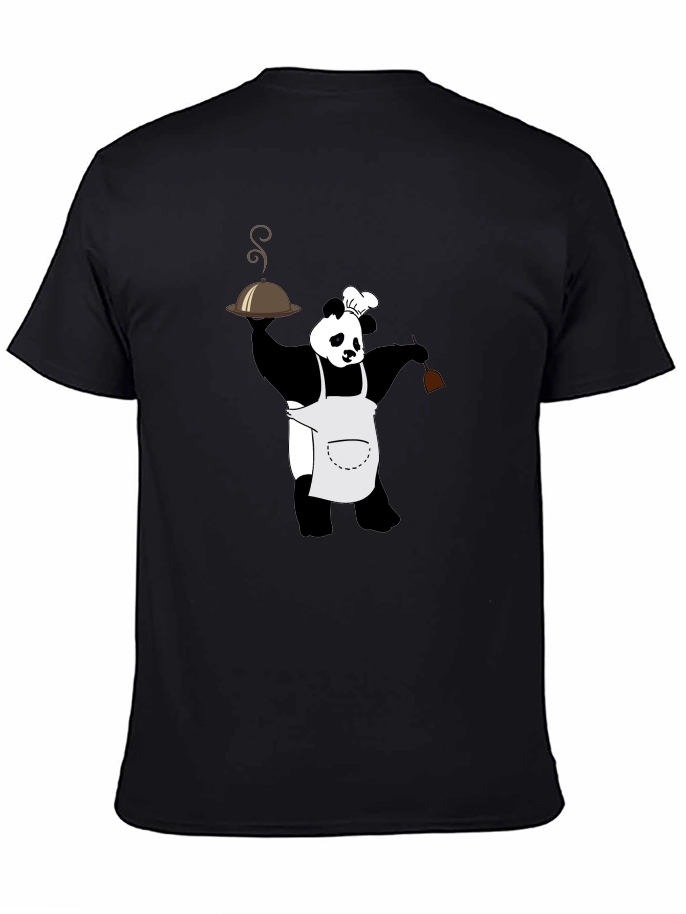 Black Panda Chef Graphic Tee - Black Crew Neck T-Shirt view 4