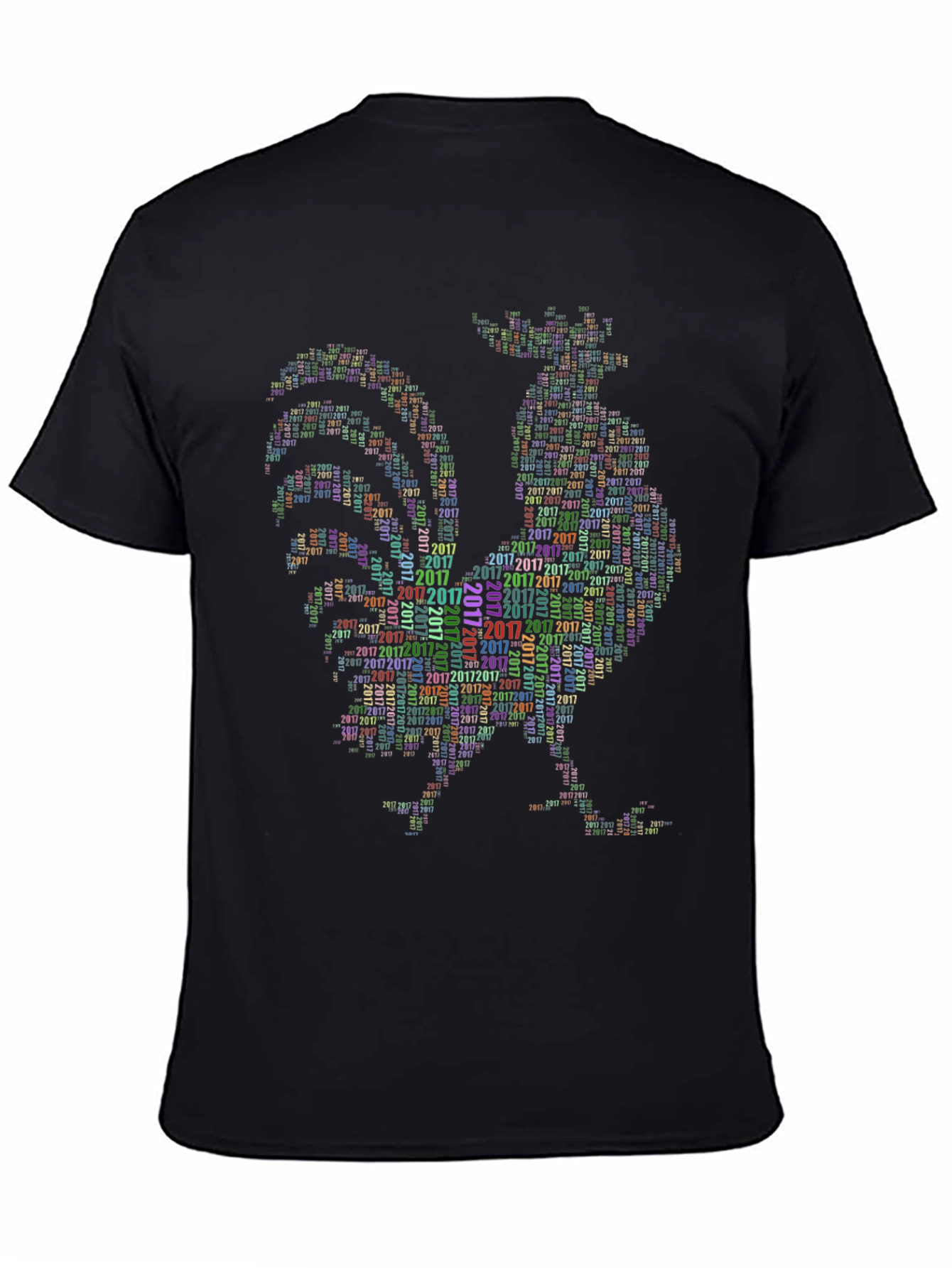 Black Year of the Rooster 2017 T-Shirt - Black view 4