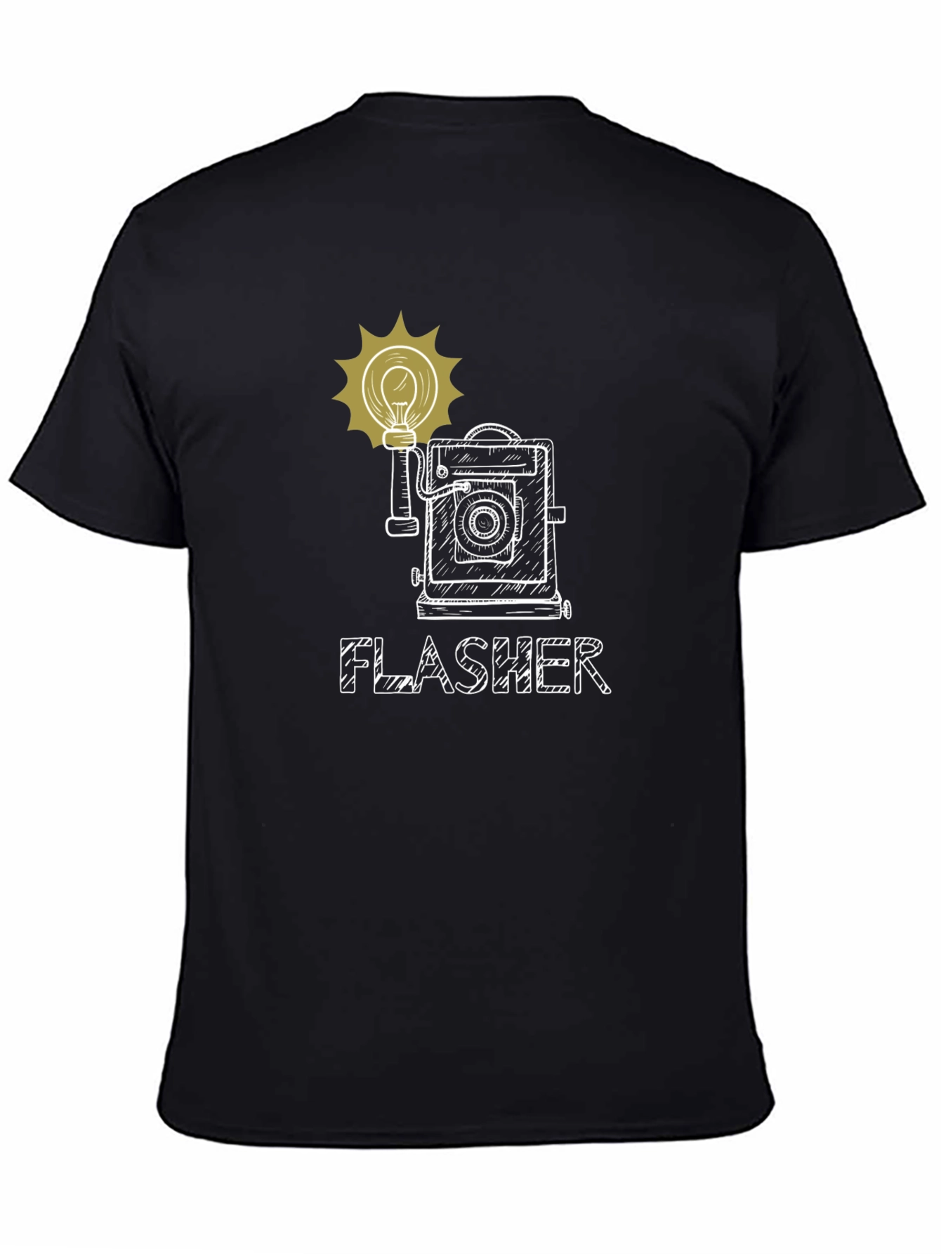 Black Vintage Camera Flasher Graphic Tee view 4