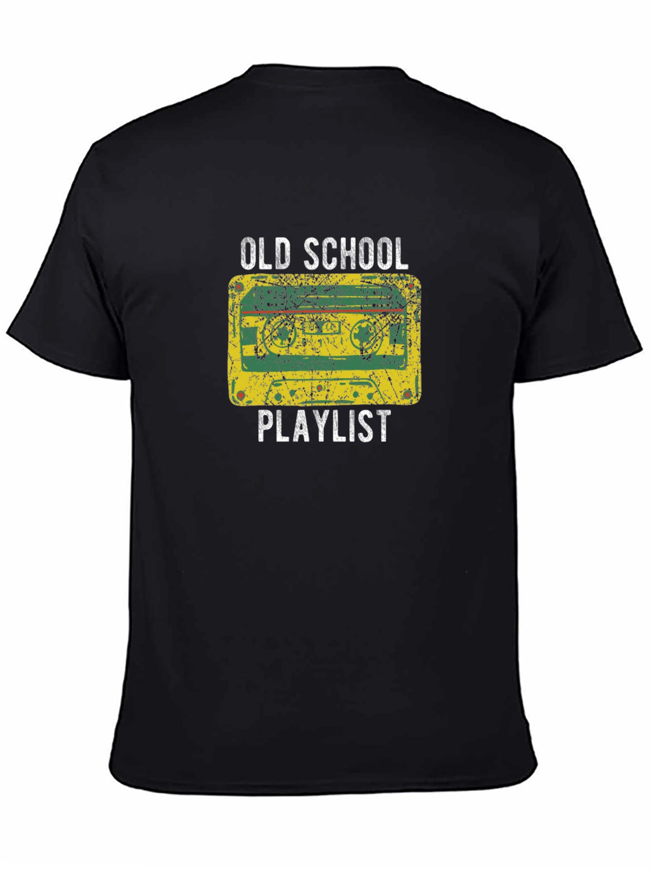Black Old School Playlist Graphic Tee view 4