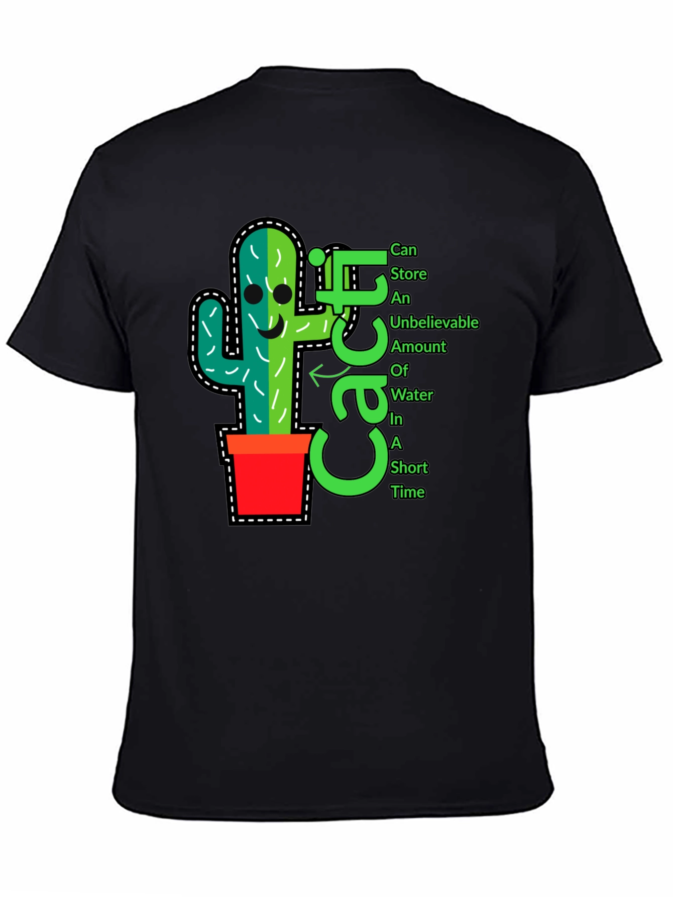 Black Cactus T-Shirt: Fun, Unique Plant Graphic Tee view 4