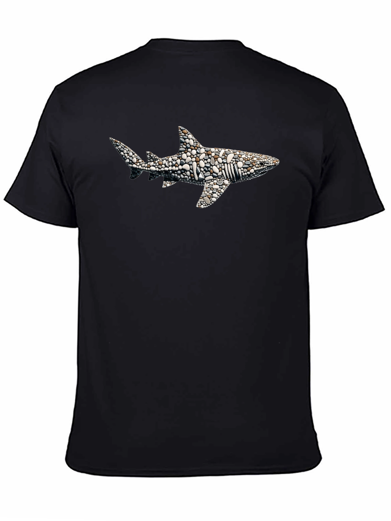 Black Stone Shark Graphic T-Shirt - Black Crew Neck Tee view 4