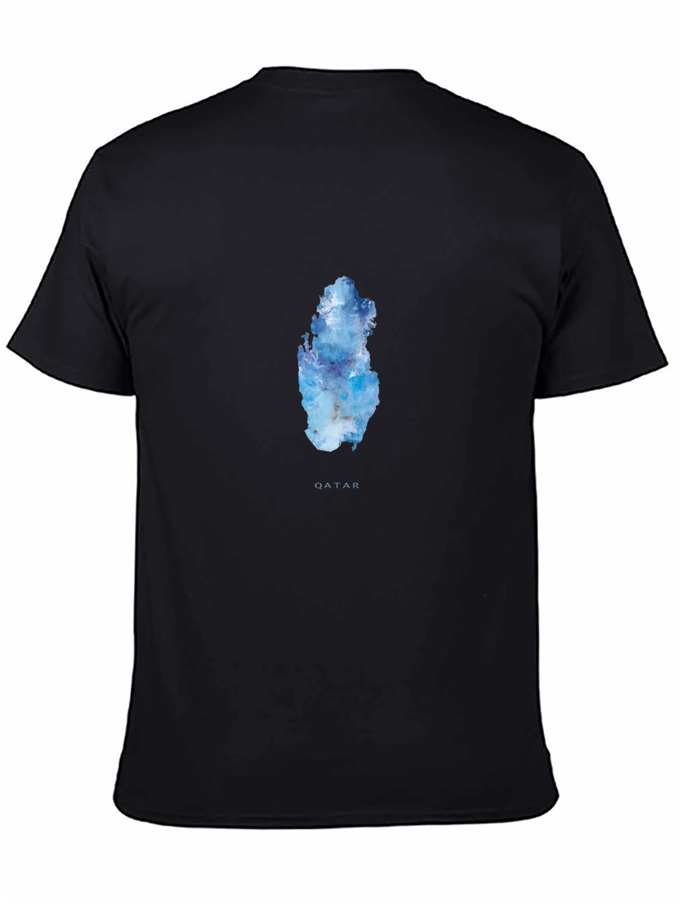 Qatar Watercolor Map T-Shirt - Black - 4