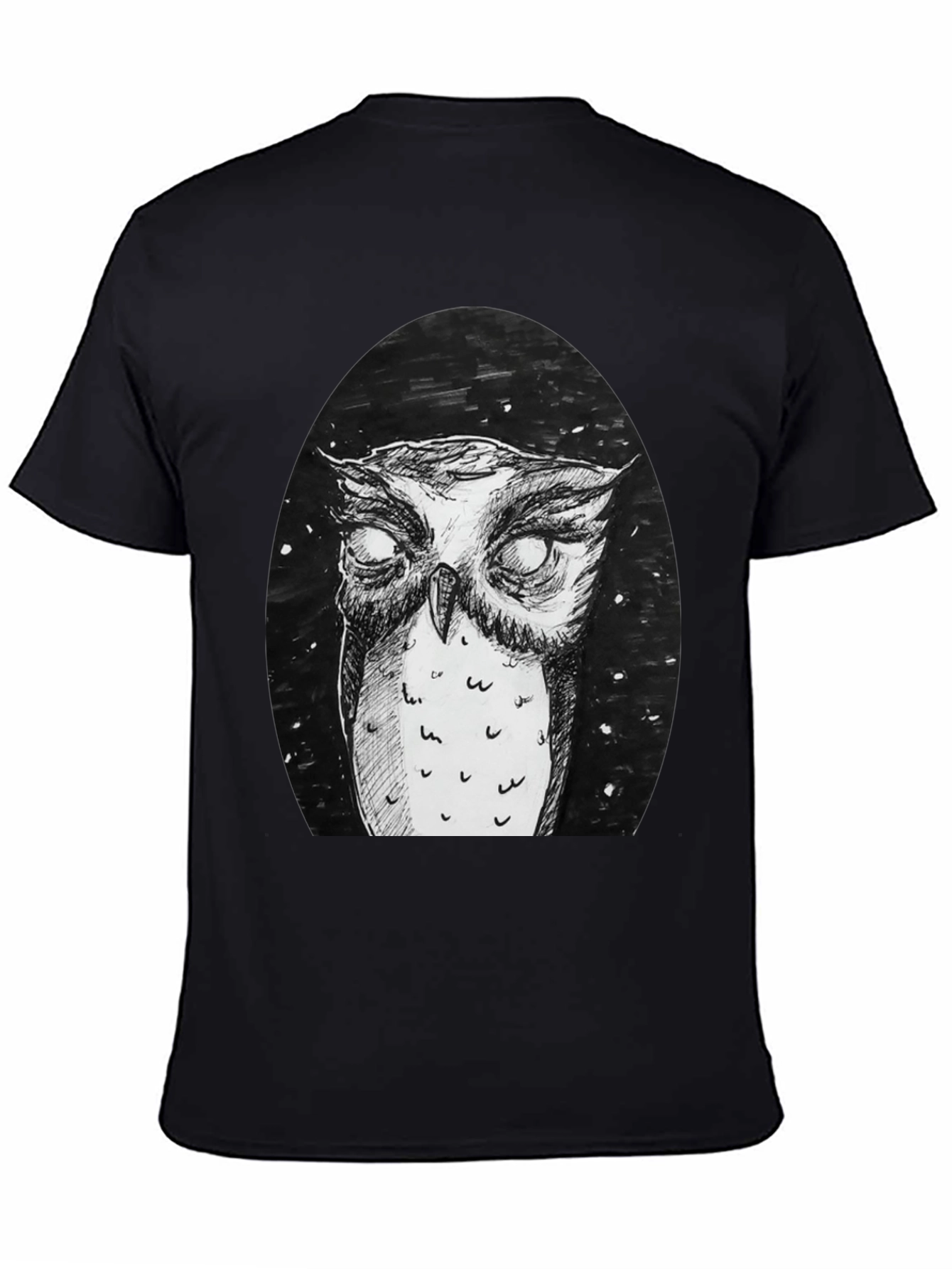 Black Owl Graphic Tee - Black Cotton T-Shirt view 4