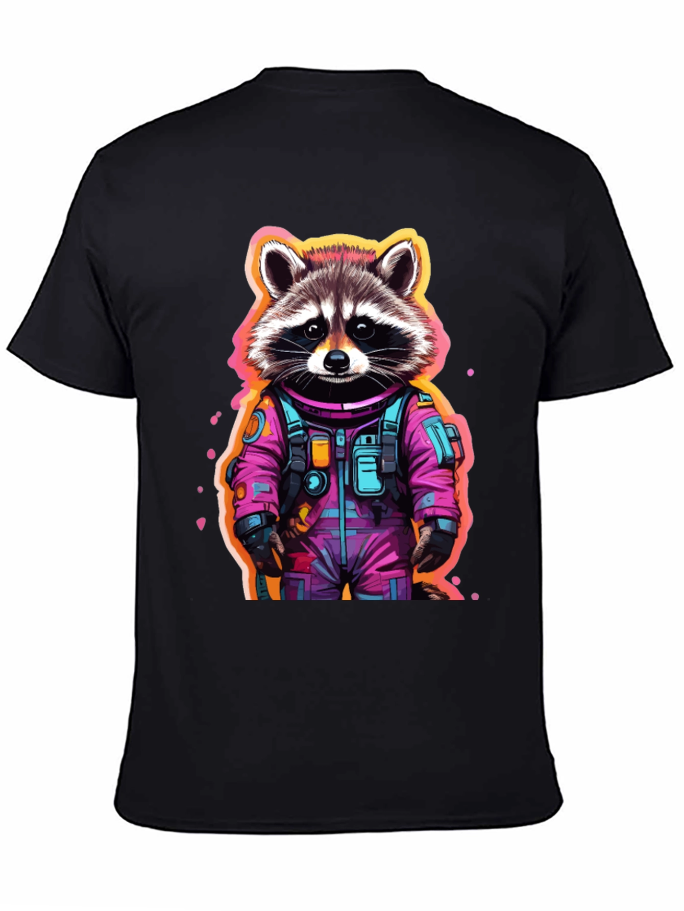 Black Astronaut Raccoon Graphic T-Shirt - Black view 4