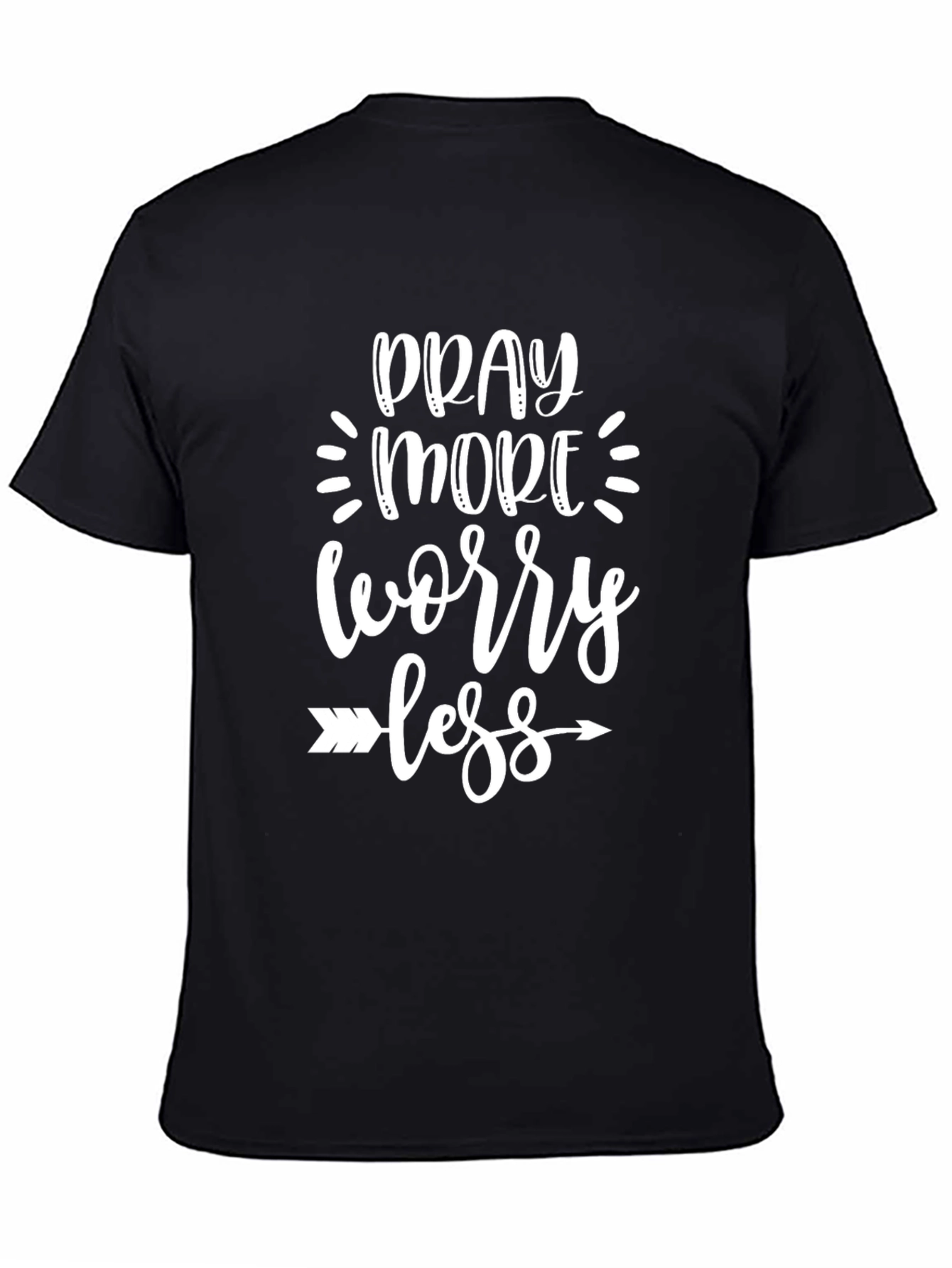 Black Pray More Worry Less Graphic Tee view 4