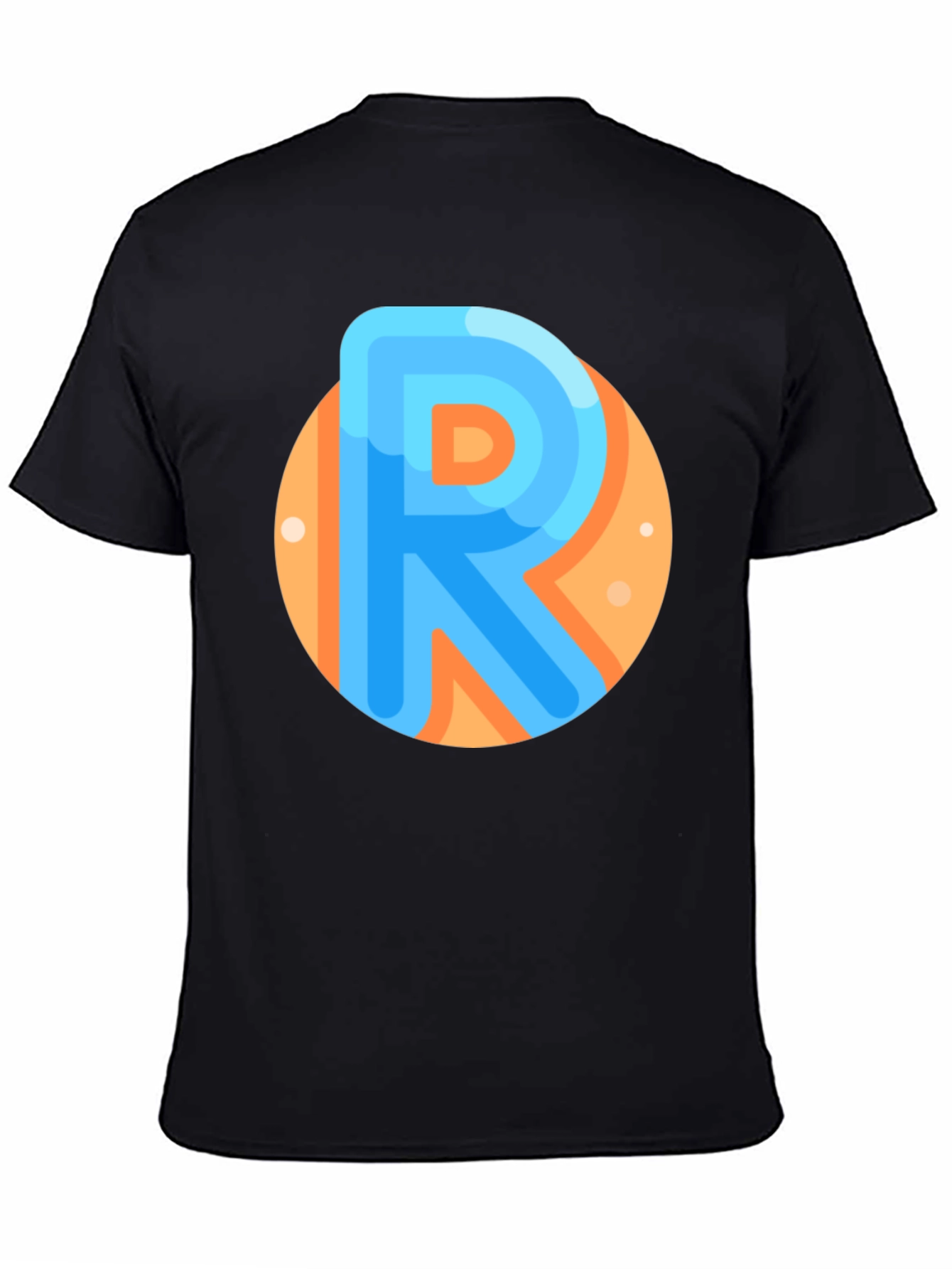 Black Modern R Letter Graphic Tee - Black view 4