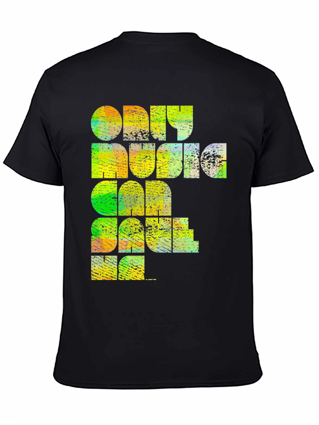 Black Retro Music Lover T-Shirt - "Only Music Can Save Me" view 4
