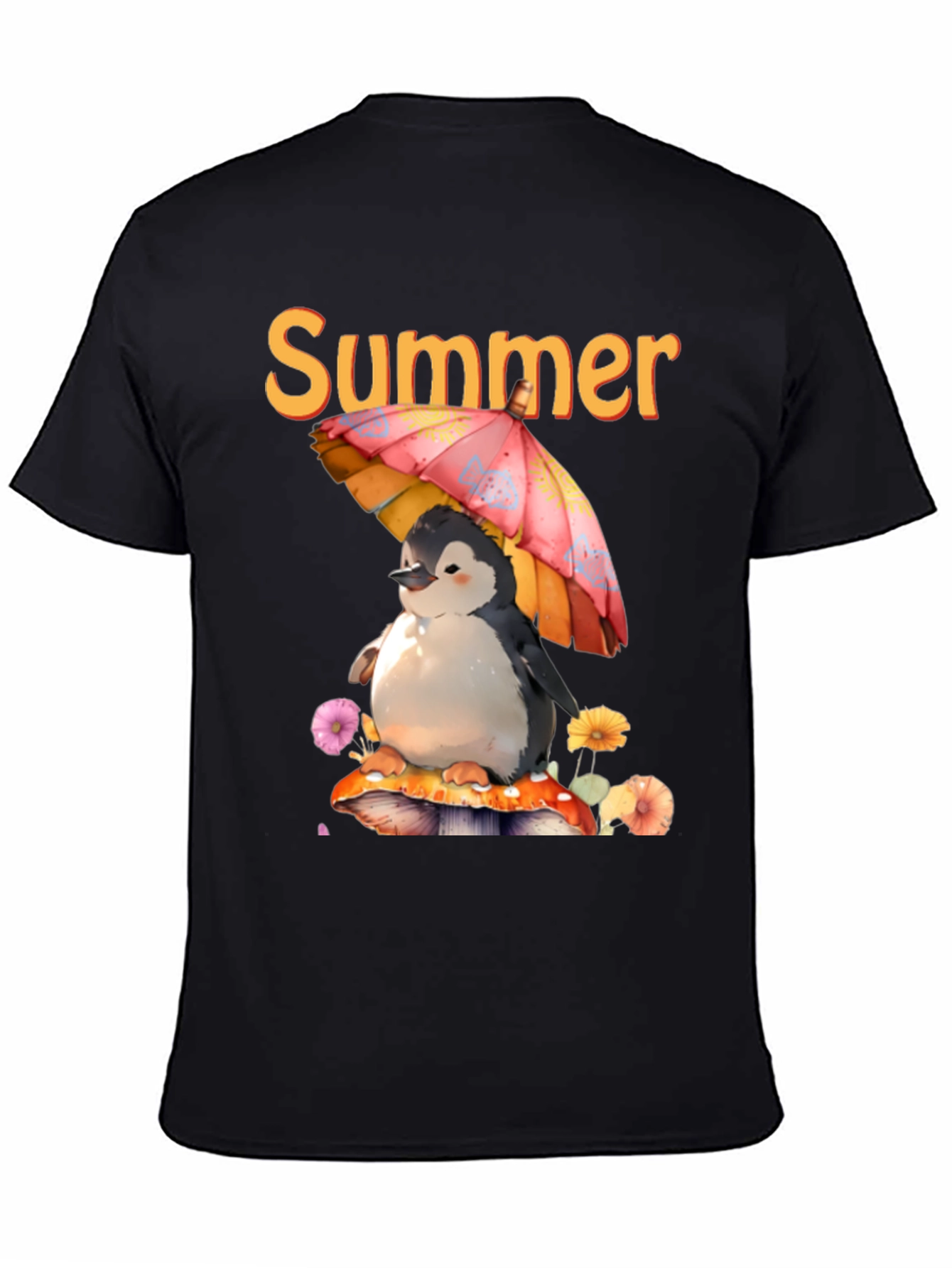 Black Summer Penguin Graphic T-Shirt view 4