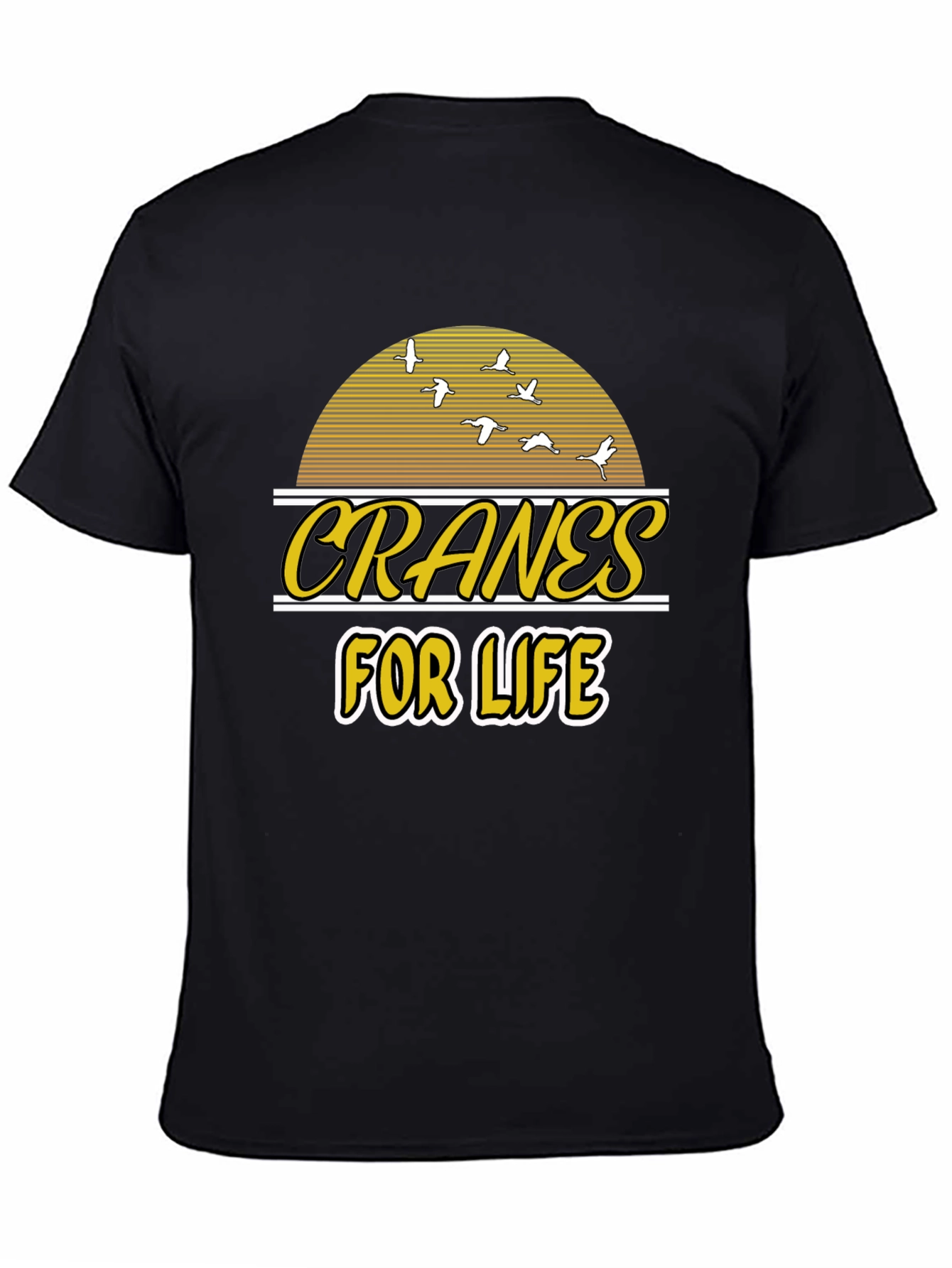 Black Cranes For Life T-Shirt - Unique Graphic Tee view 4