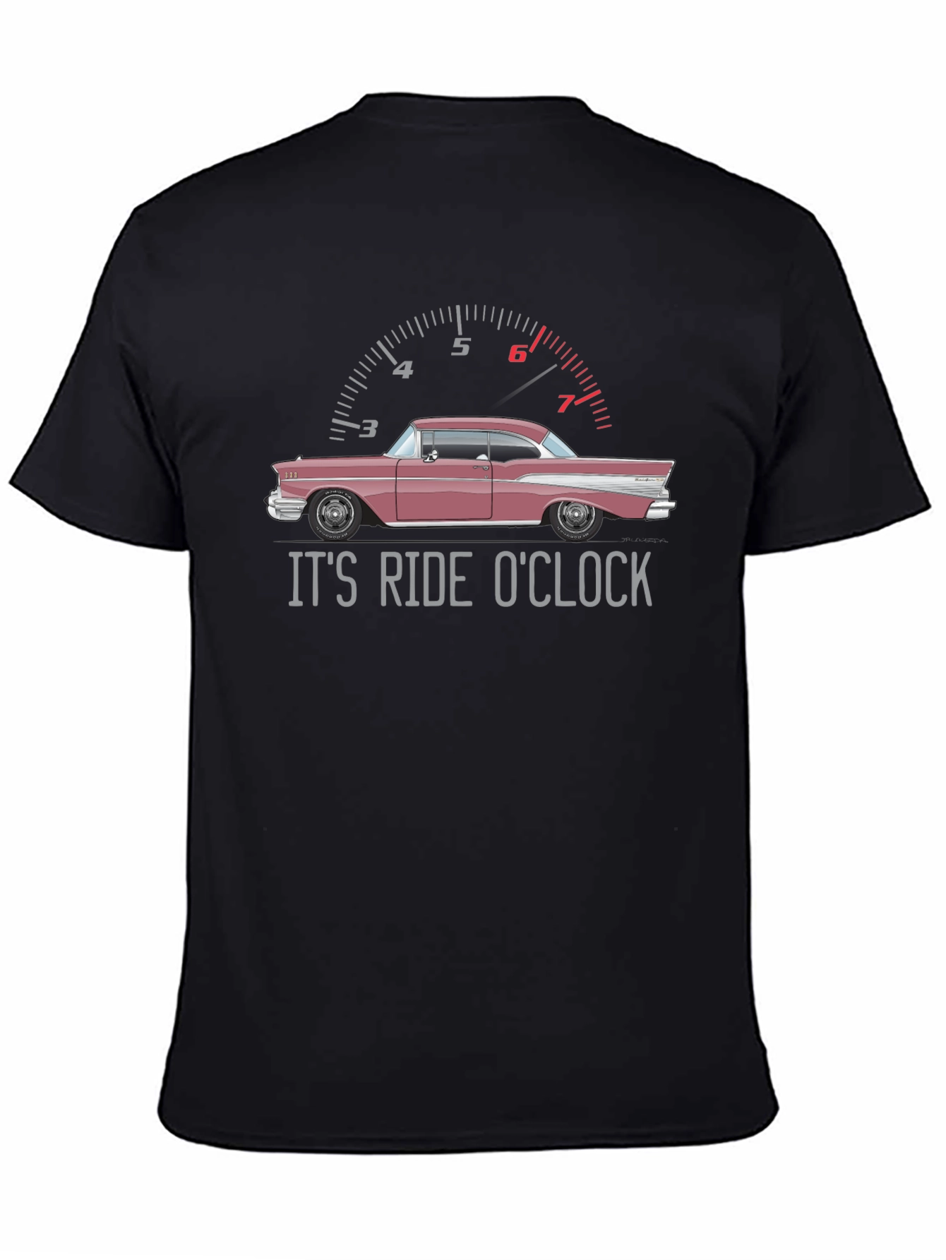 Black It's Ride O'Clock Classic Car Graphic T-Shirt view 4