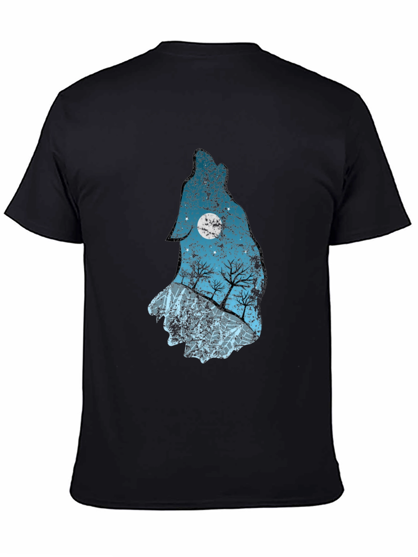 Black Wolf Moon Graphic Tee - Black Cotton T-Shirt view 4