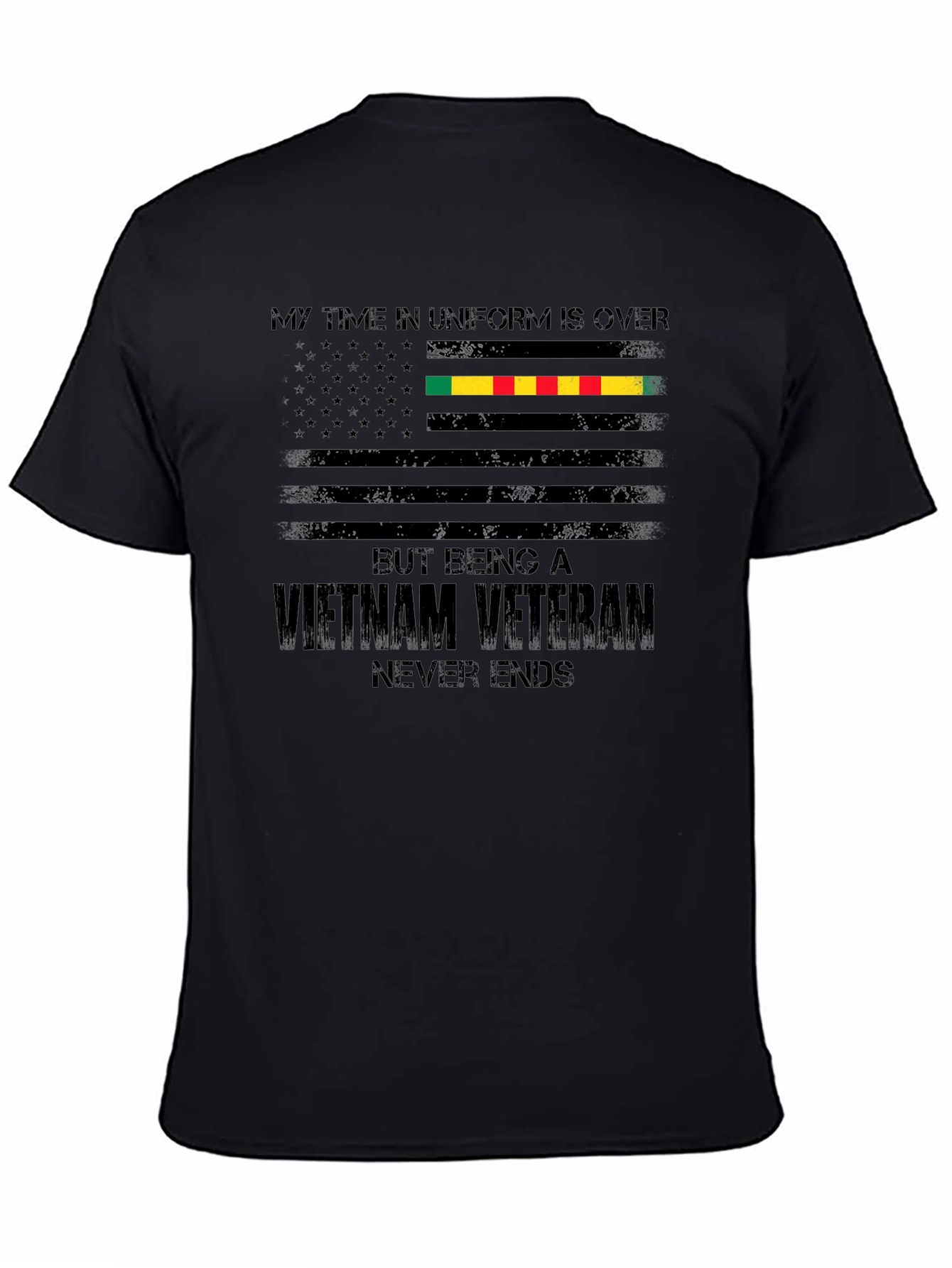 Black Vietnam Veteran Flag T-Shirt view 4