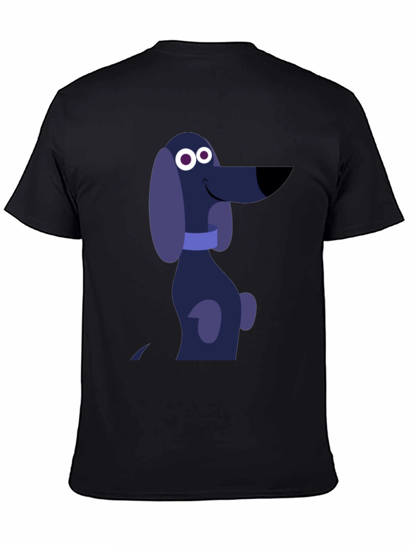 Black Cartoon Dog Graphic T-Shirt - Black Cotton Tee view 4