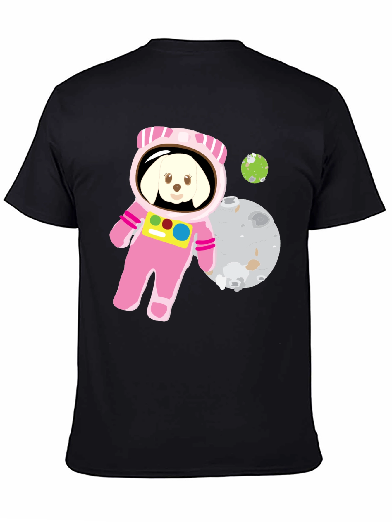 Black Dog Astronaut Graphic T-Shirt - Space Pup Tee view 4