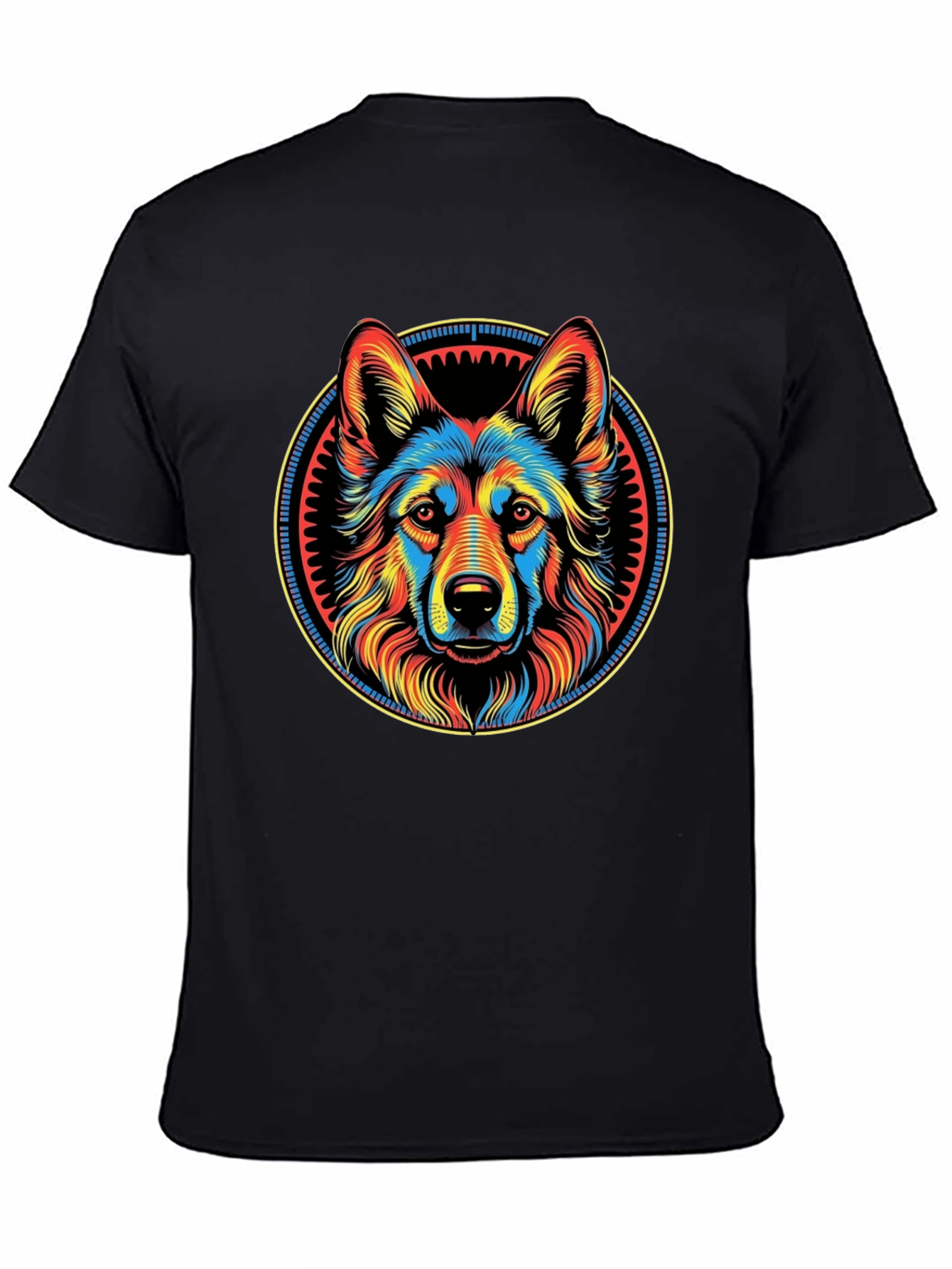 Black Colorful Dog Graphic Print Black T-Shirt view 4