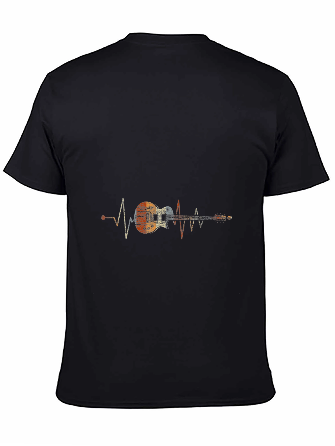 Black Guitar Heartbeat Graphic Tee view 4